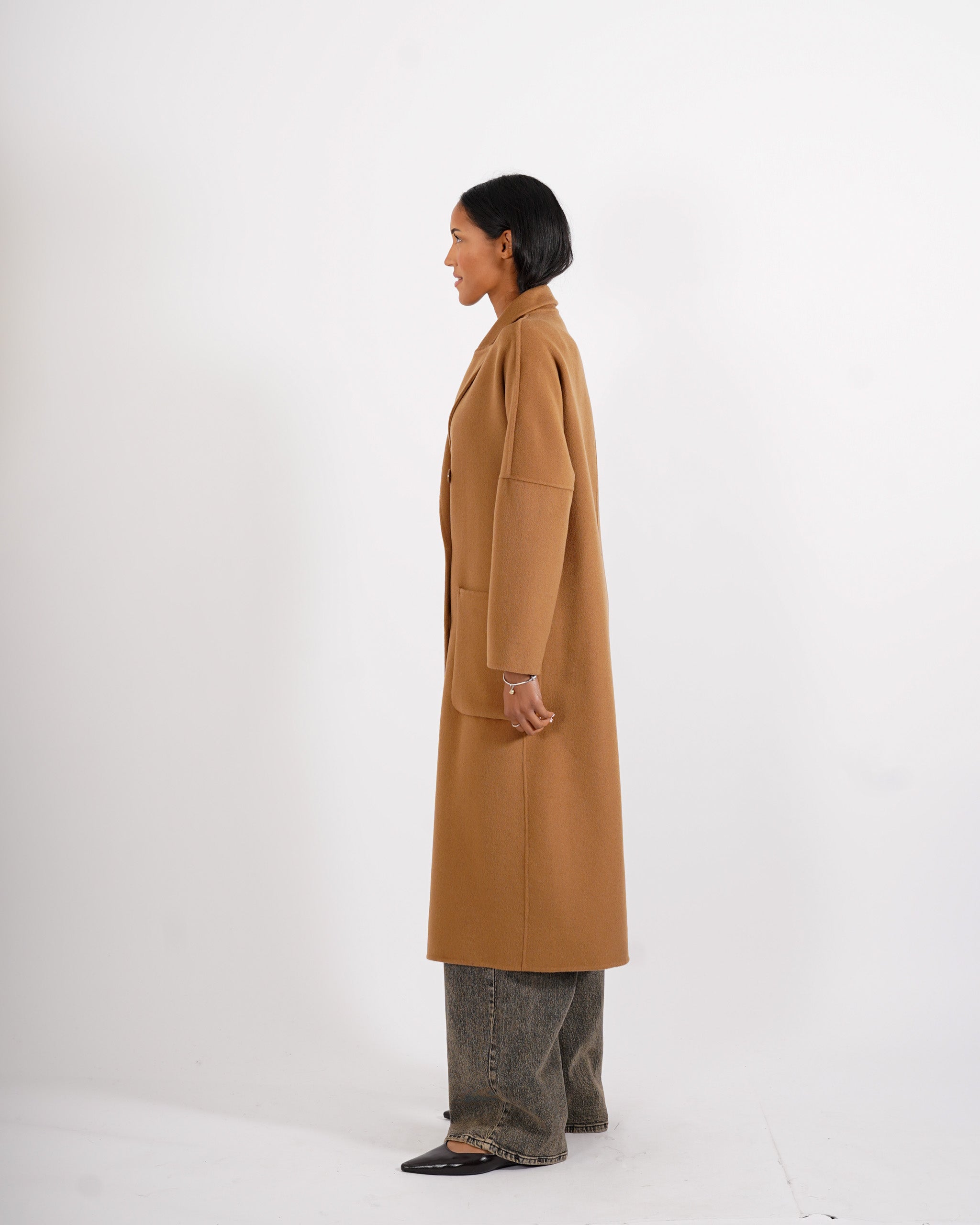 Cappotto lungo doppio petto in misto lana - Enola
