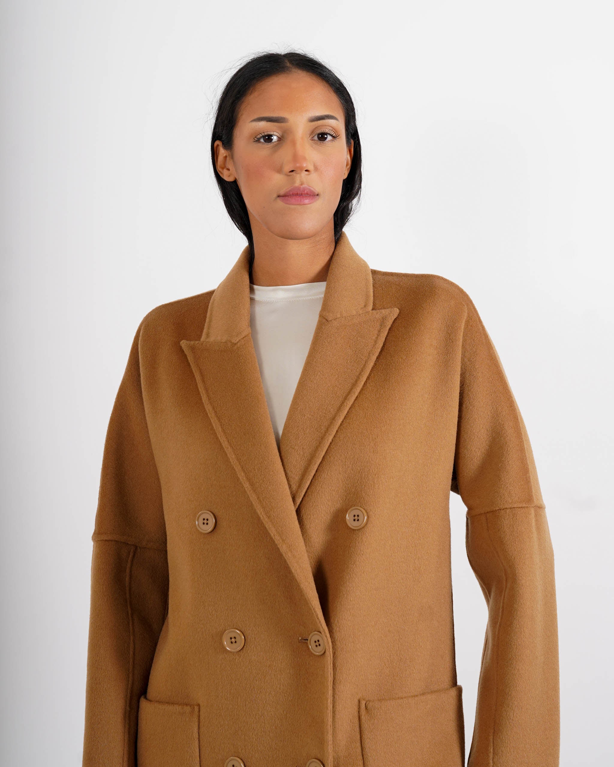 Cappotto lungo doppio petto in misto lana - Enola