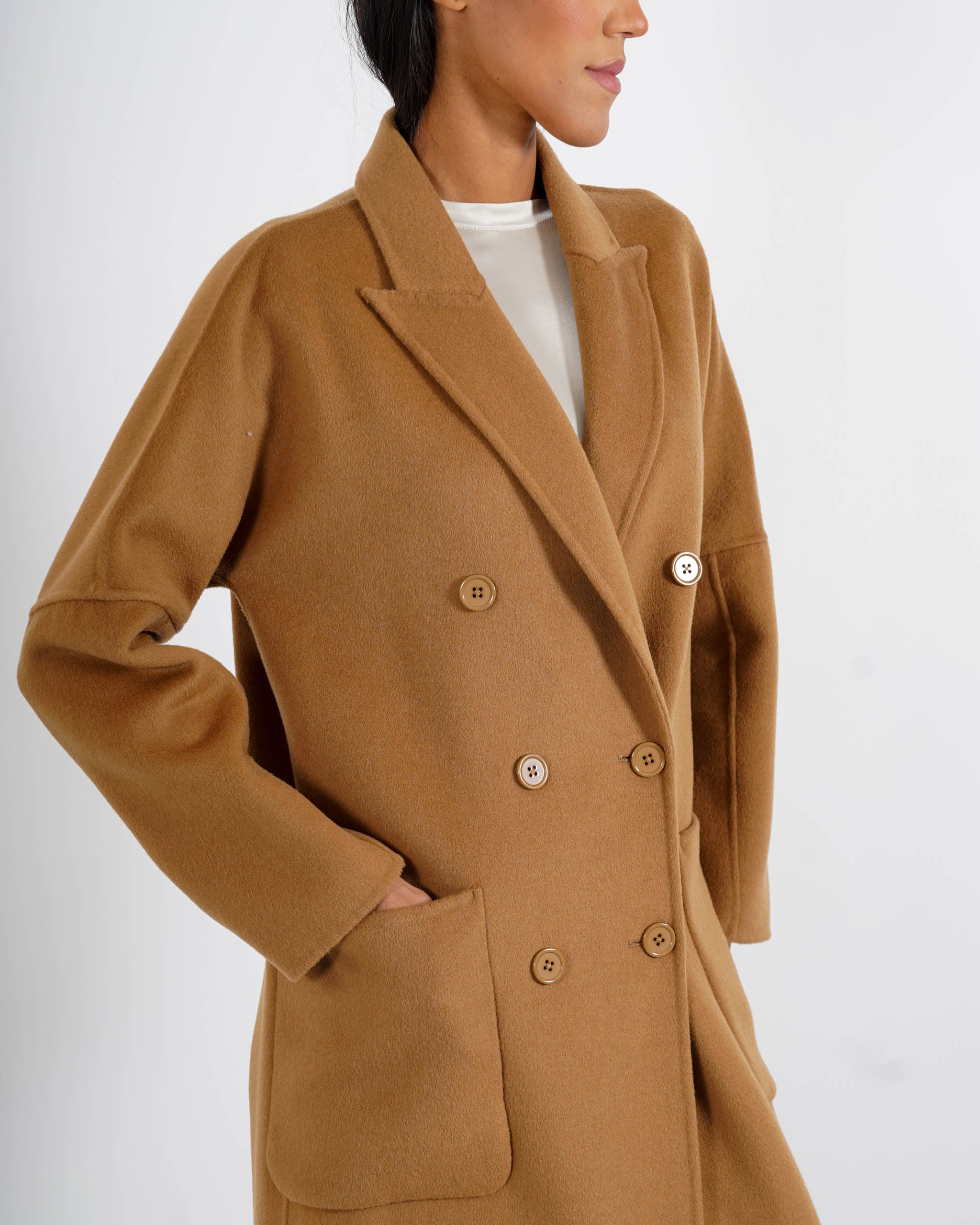 Cappotto lungo doppio petto in misto lana - Enola