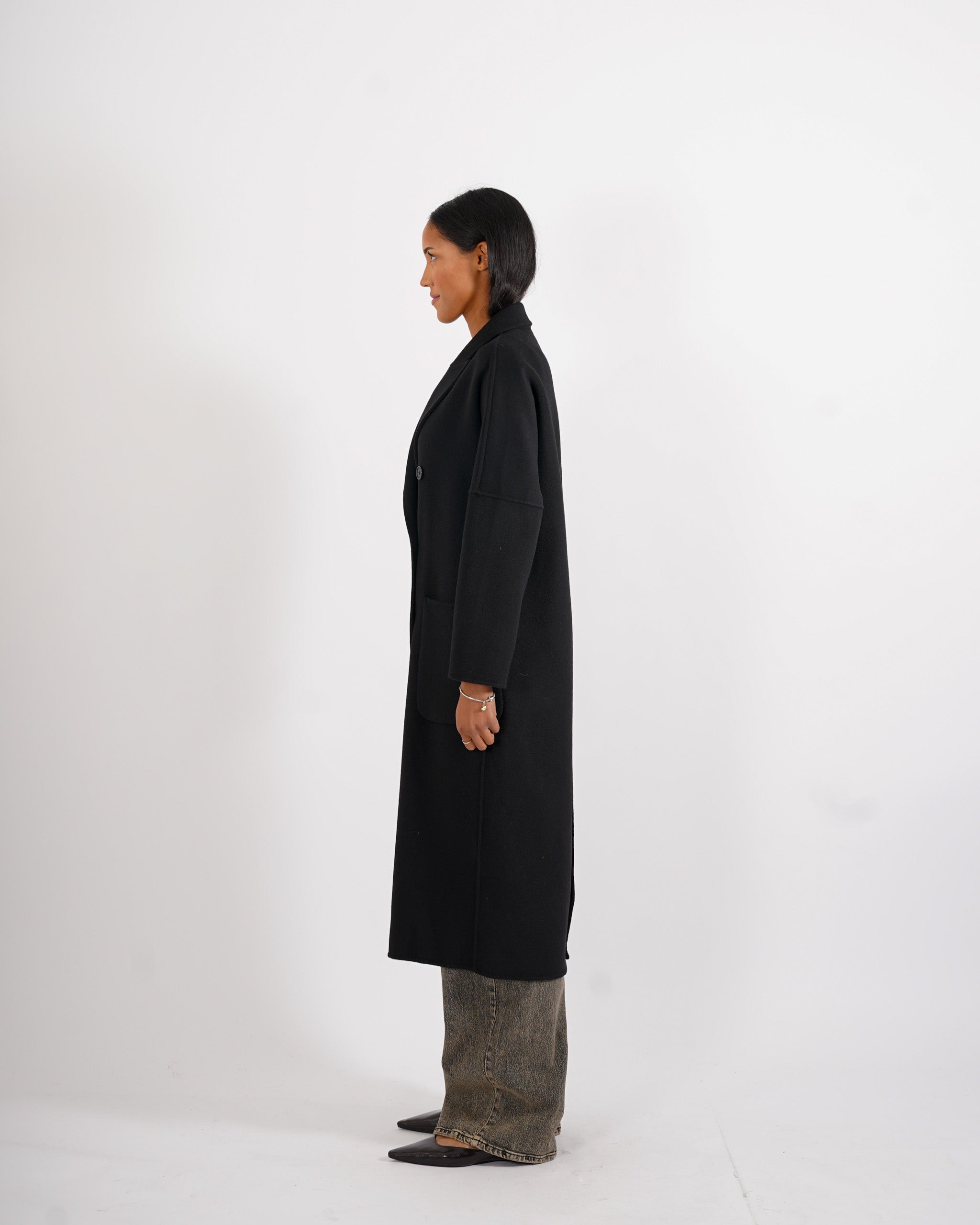 Cappotto lungo doppio petto in misto lana - Enola