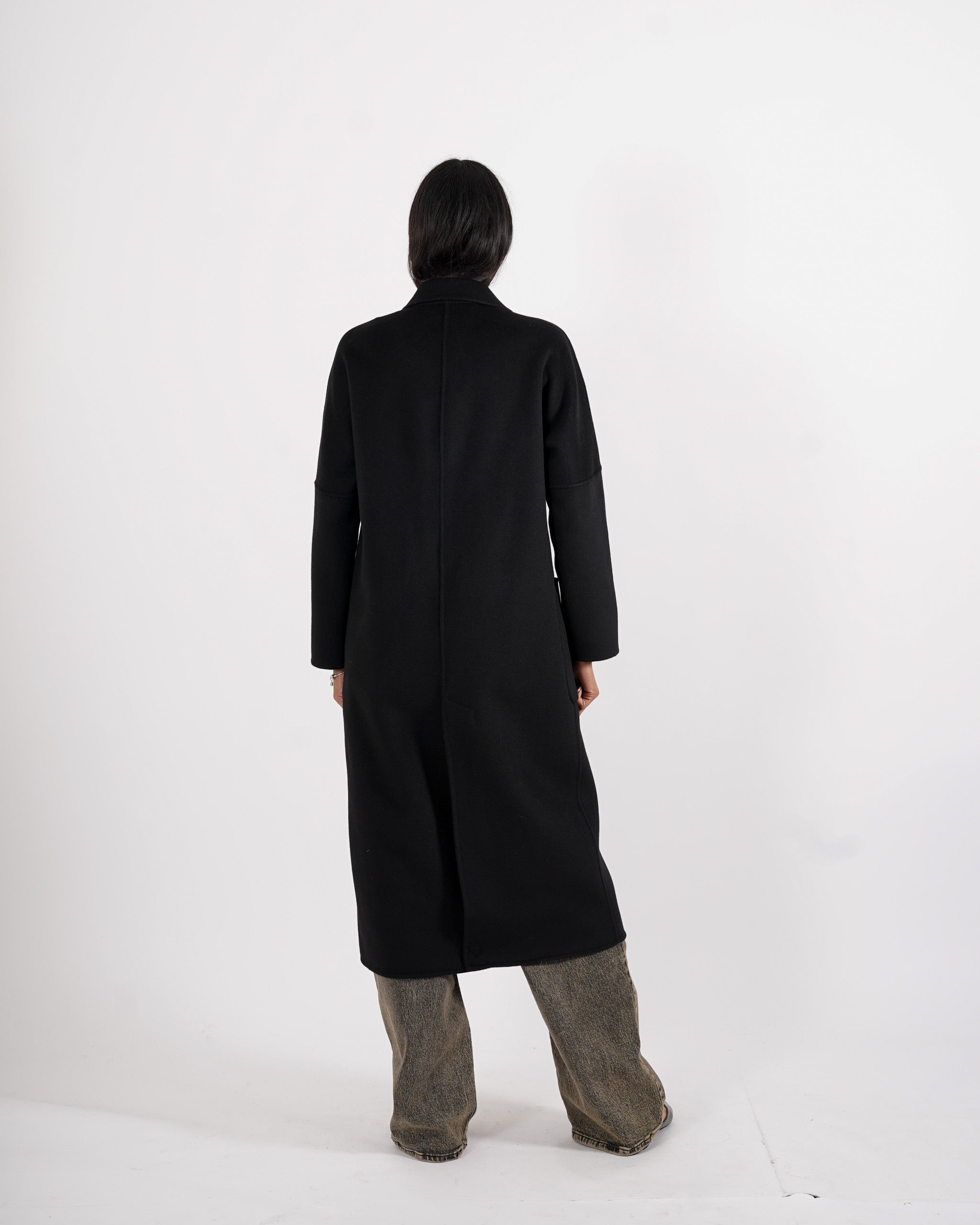 Cappotto lungo doppio petto in misto lana - Enola
