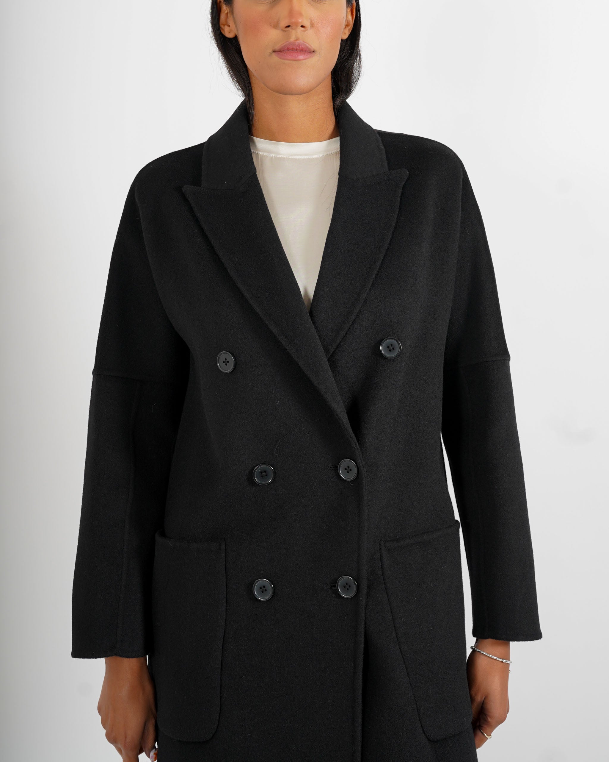 Cappotto lungo doppio petto in misto lana - Enola