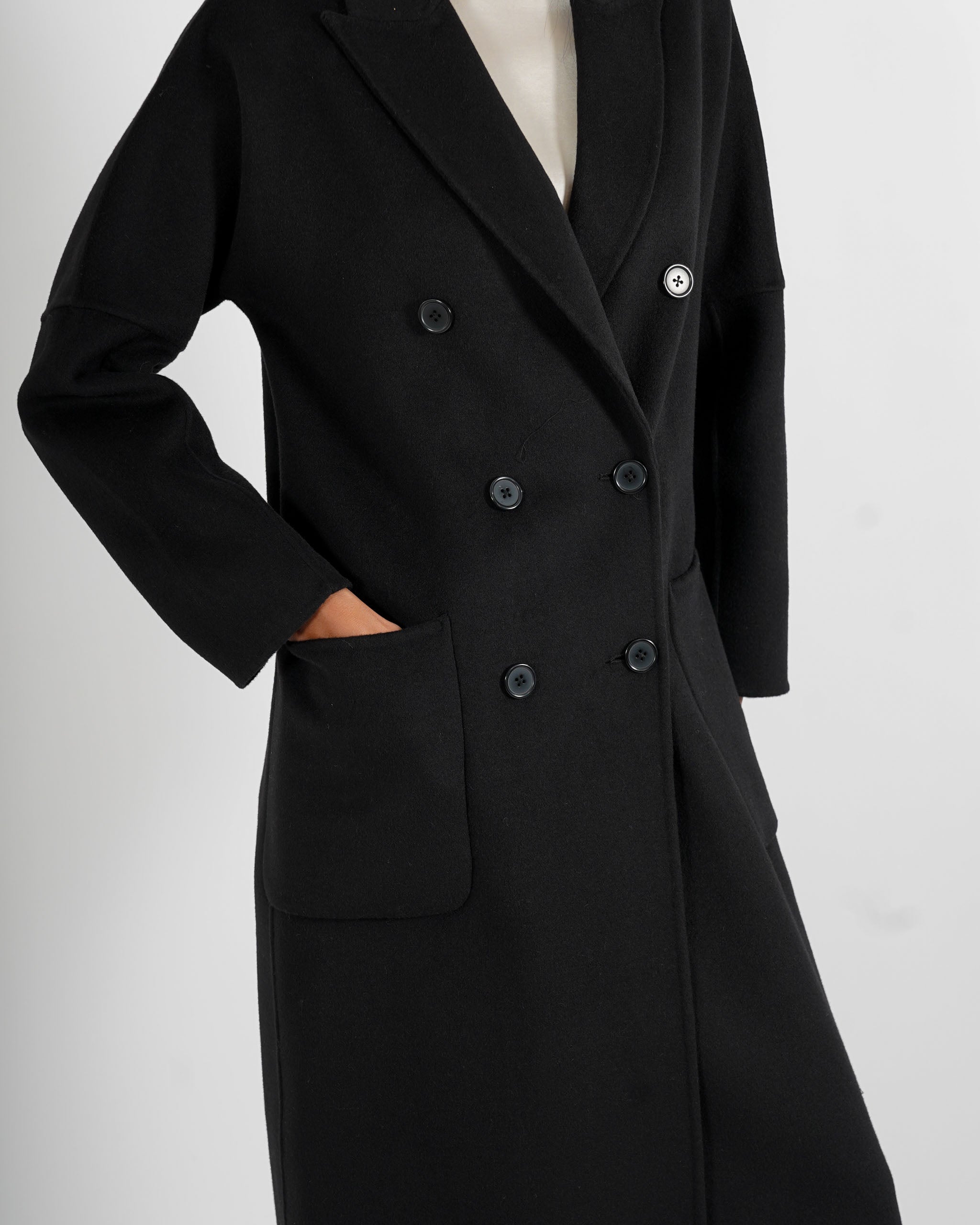 Cappotto lungo doppio petto in misto lana - Enola