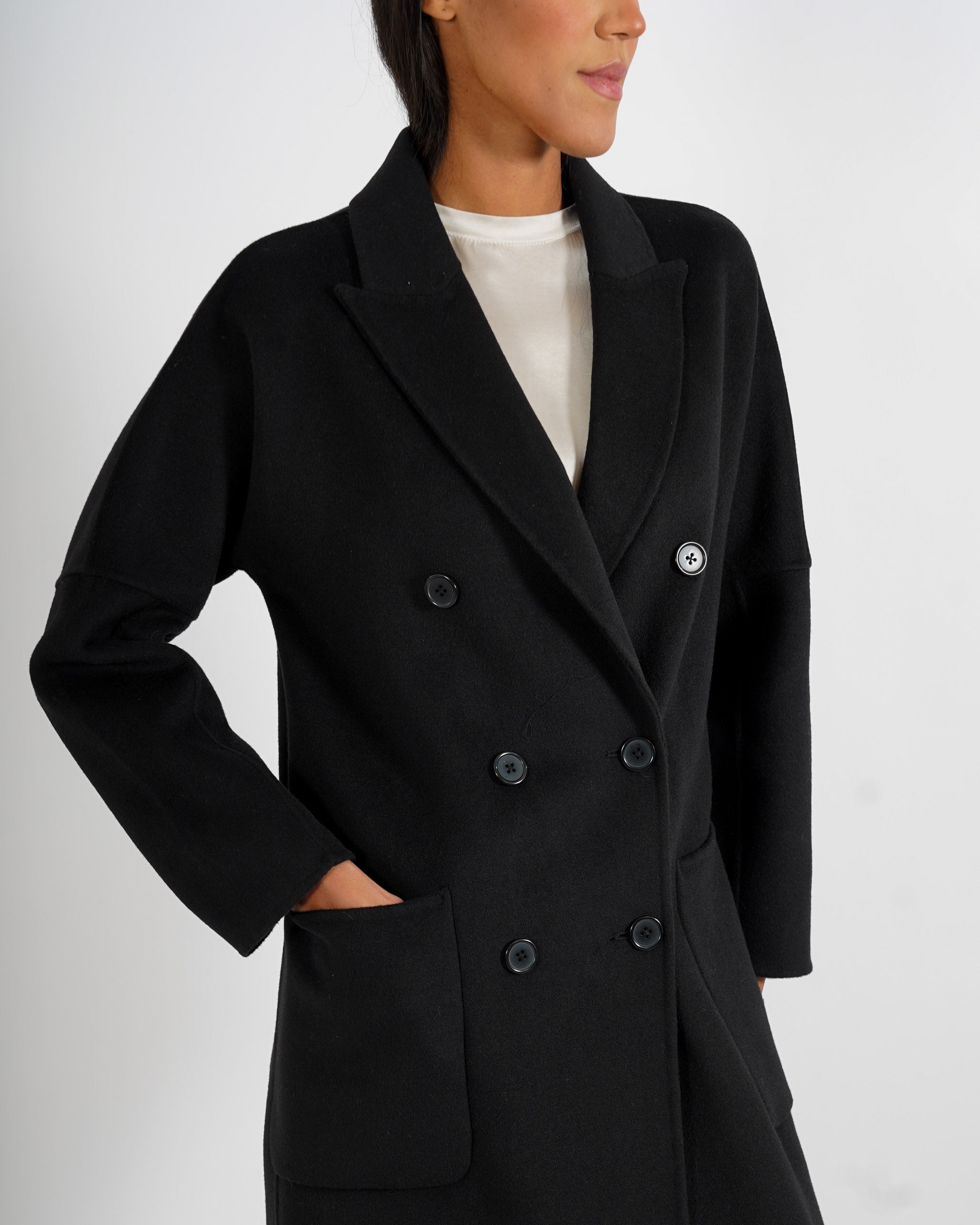 Cappotto lungo doppio petto in misto lana - Enola