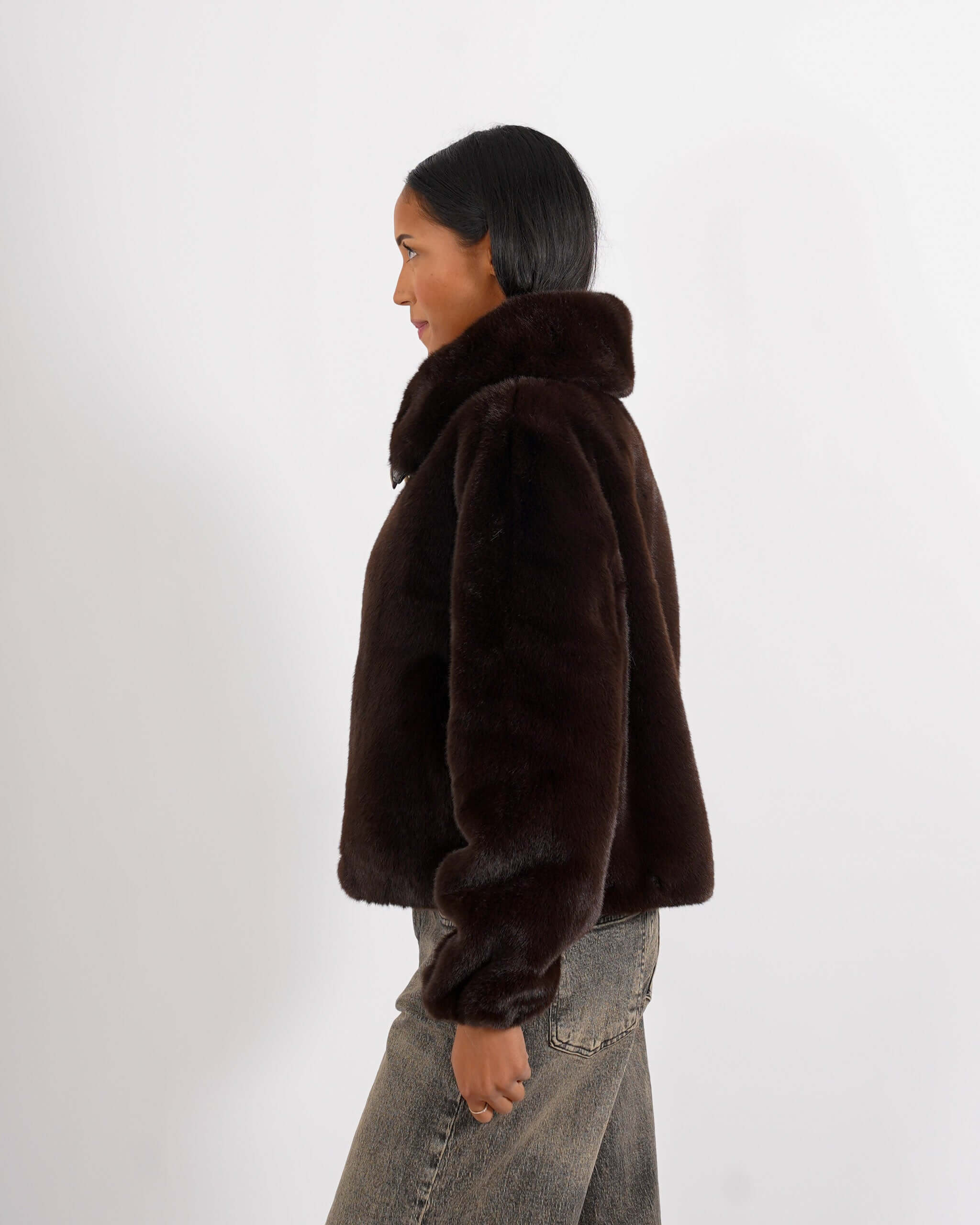 Bomber con cappuccio e zip in eco fur - Laguna - Hope Fashion