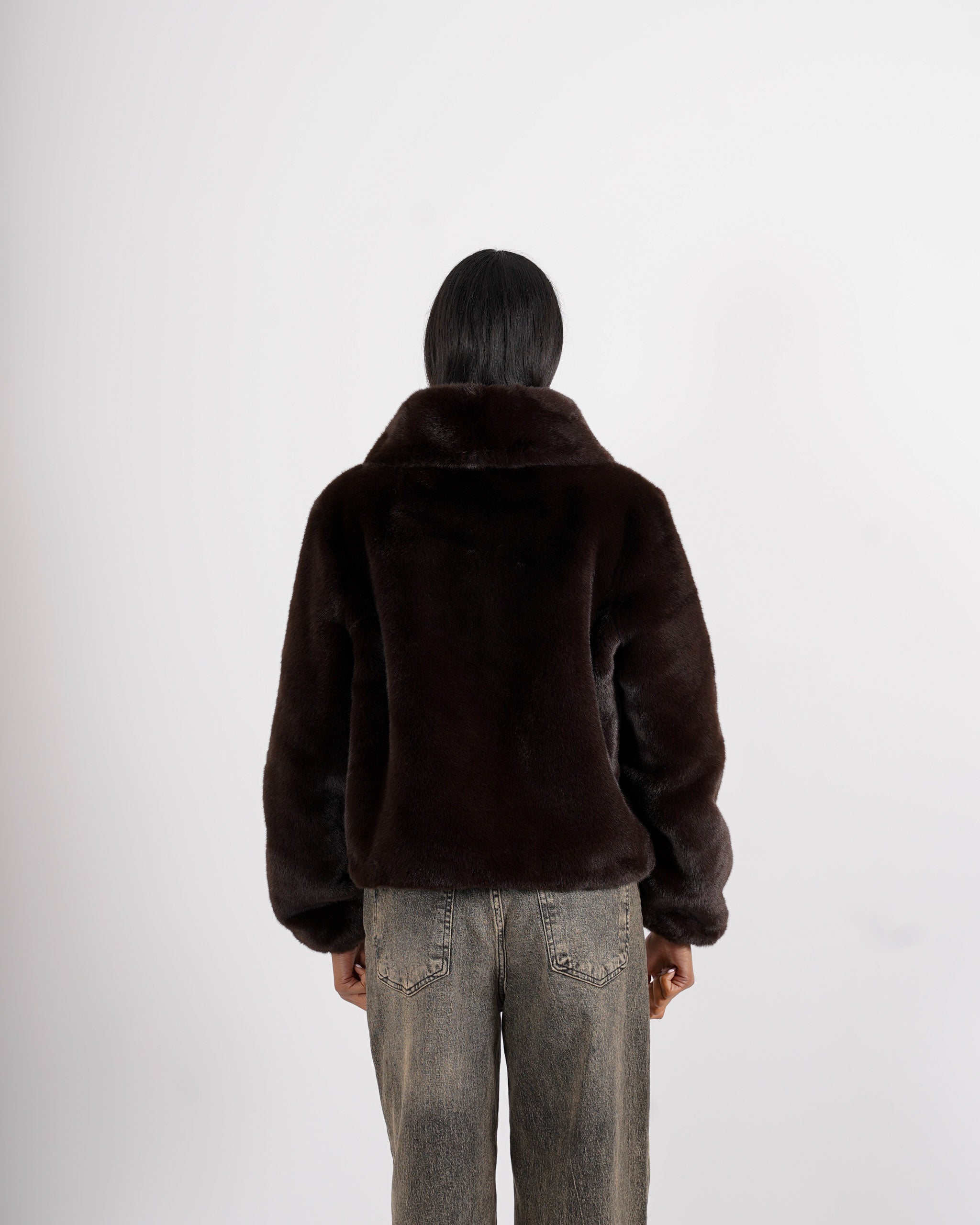 Bomber con cappuccio e zip in eco fur - Laguna