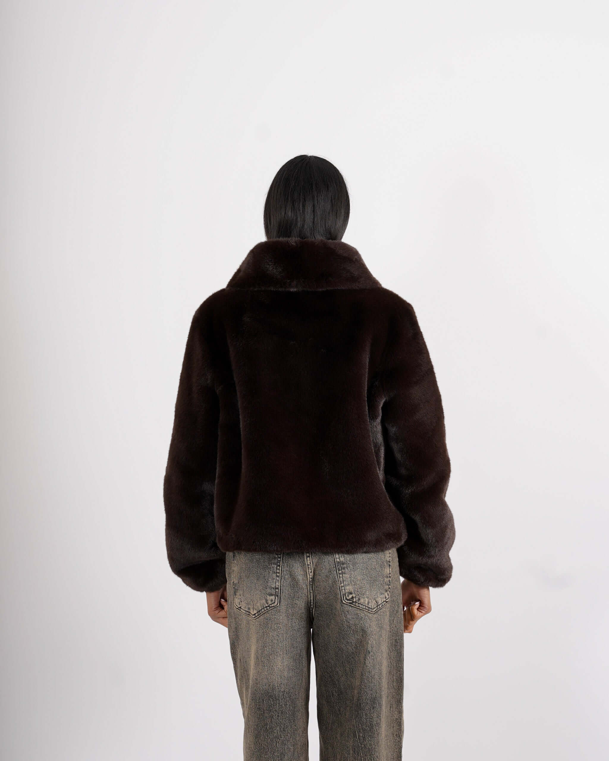 Bomber con cappuccio e zip in eco fur - Laguna - Hope Fashion