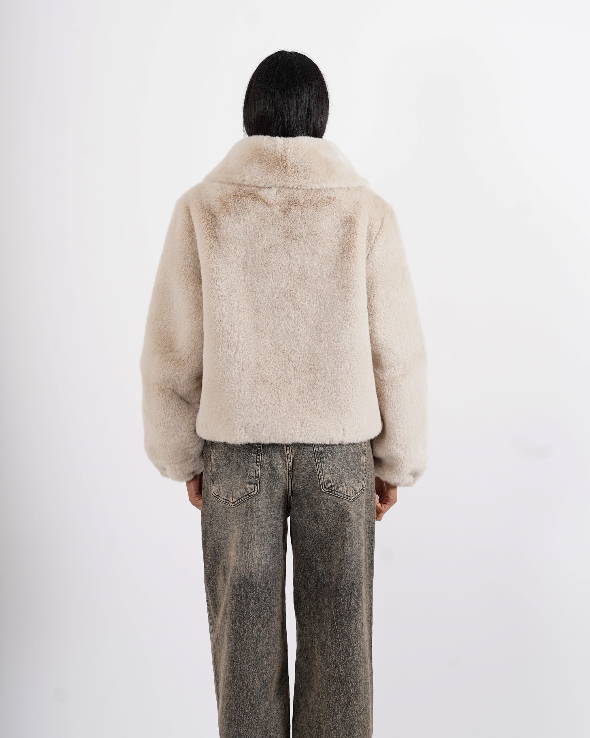 Bomber con cappuccio e zip in eco fur - Laguna
