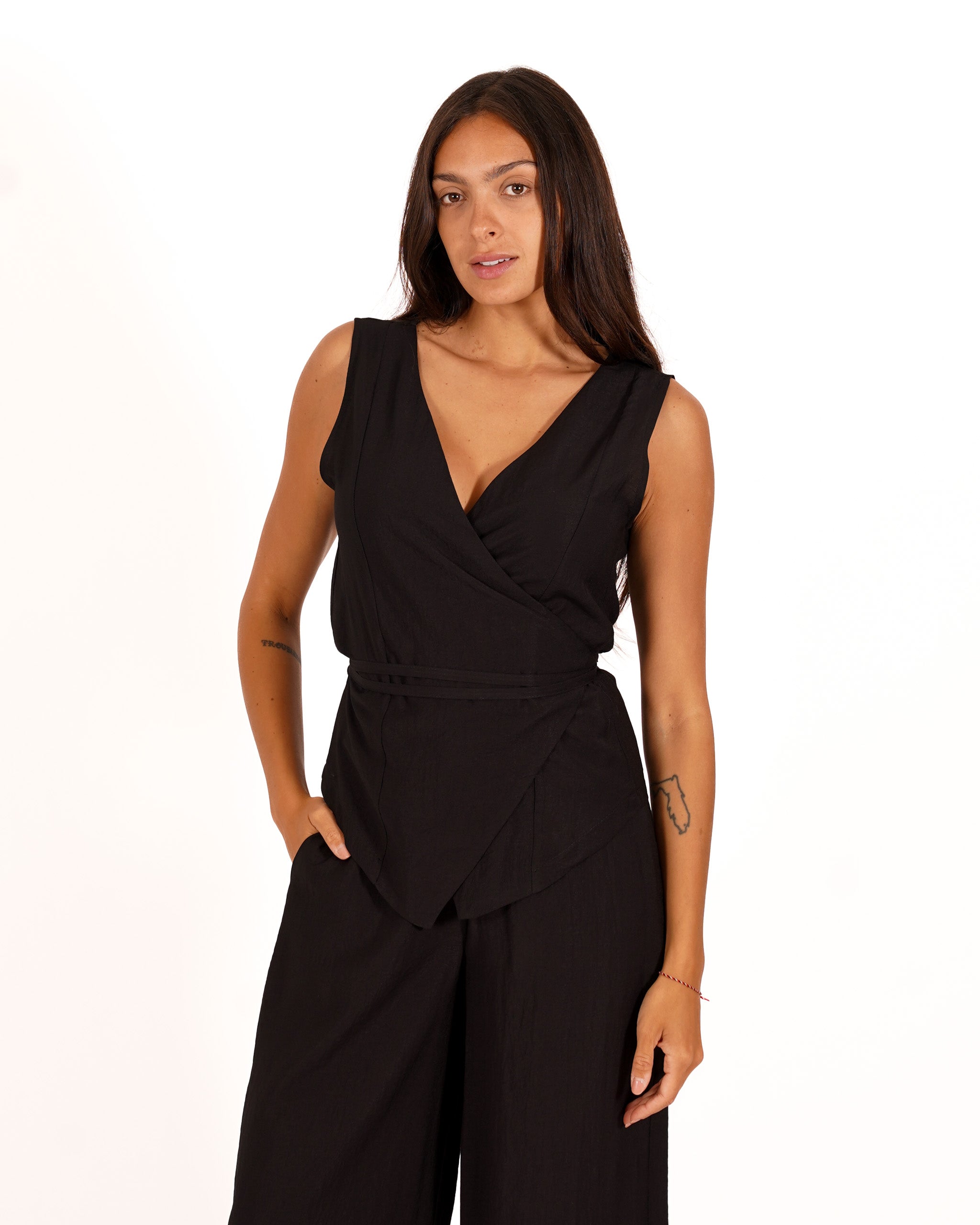 Coordinato gilet e pantaloni in ecofibra - Layla