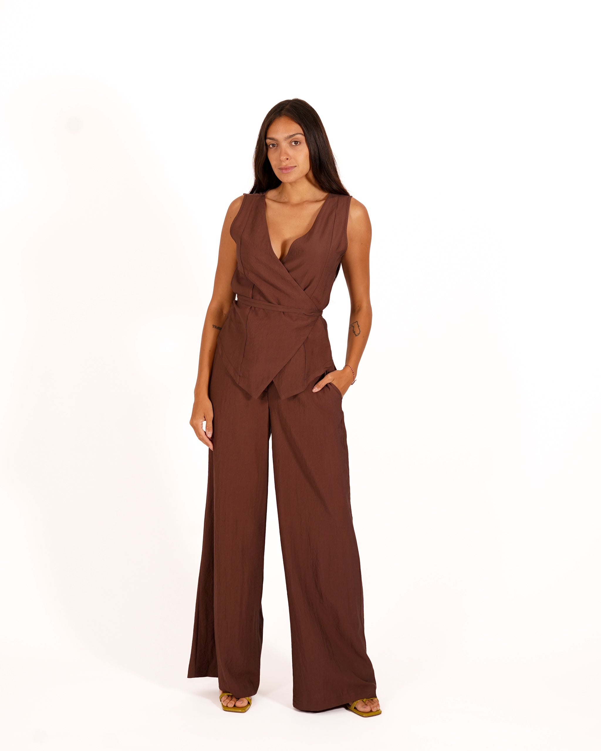 Coordinato gilet e pantaloni in ecofibra - Layla