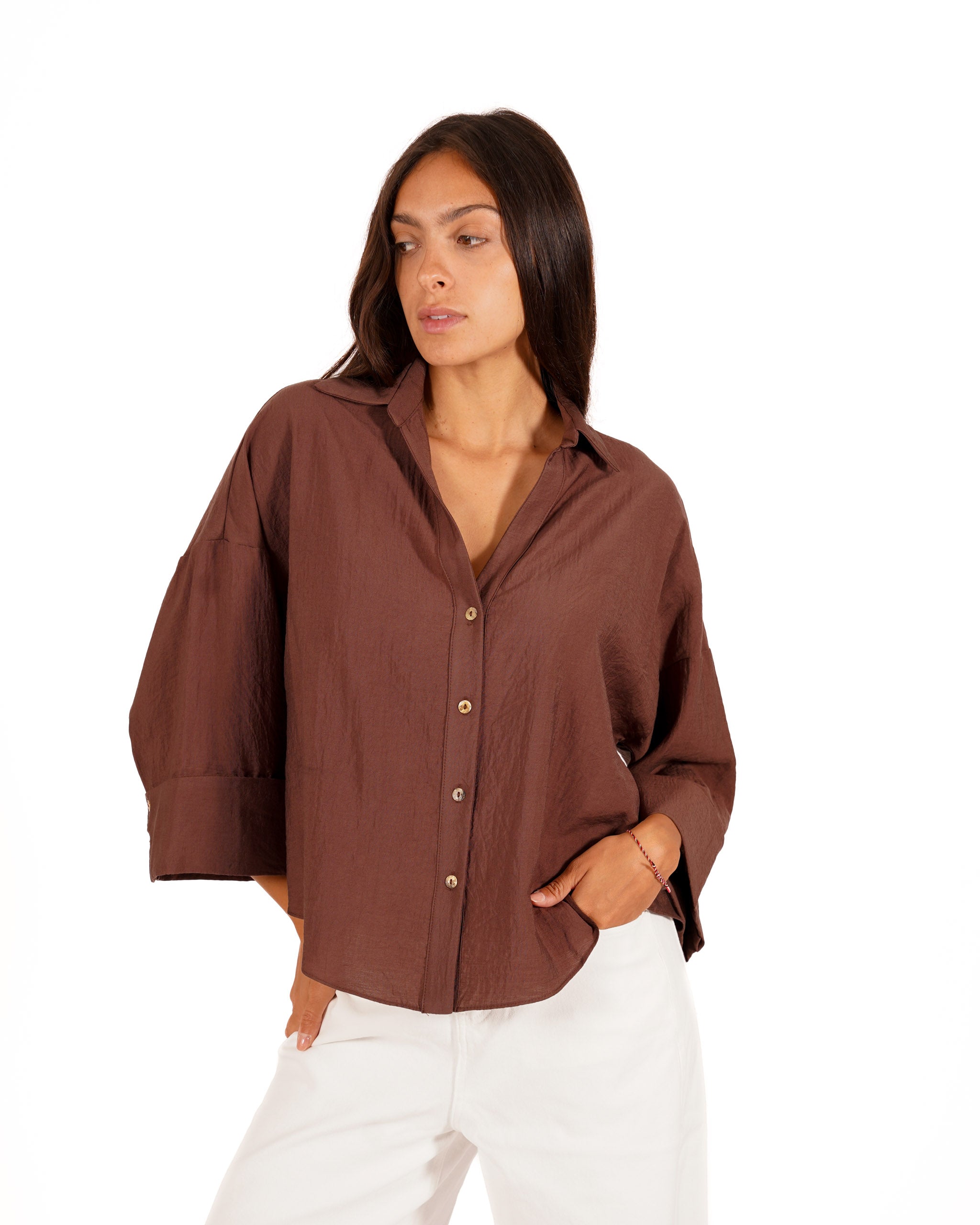 Camicia manica 3/4 in ecofibra - Heather