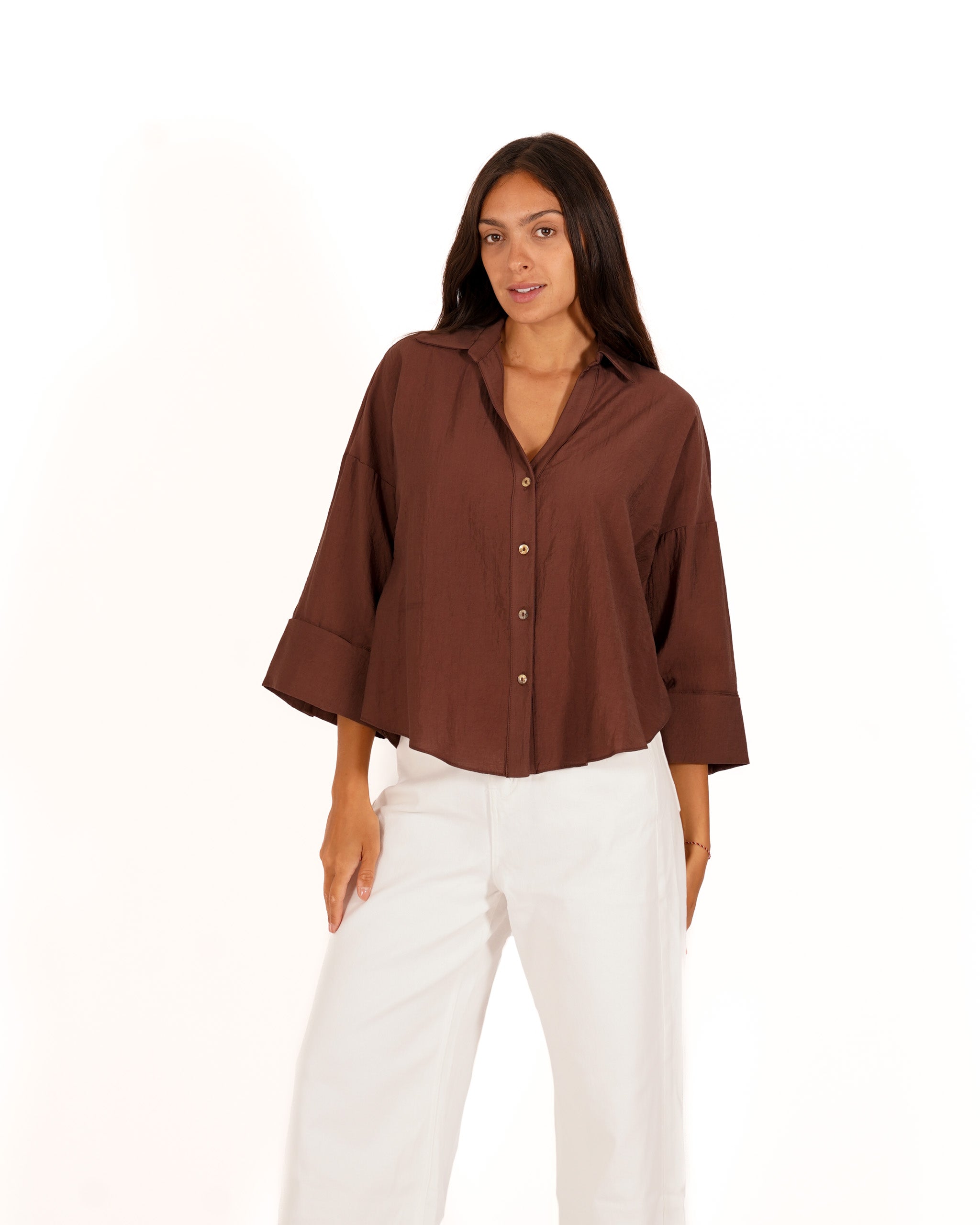 Camicia manica 3/4 in ecofibra - Heather