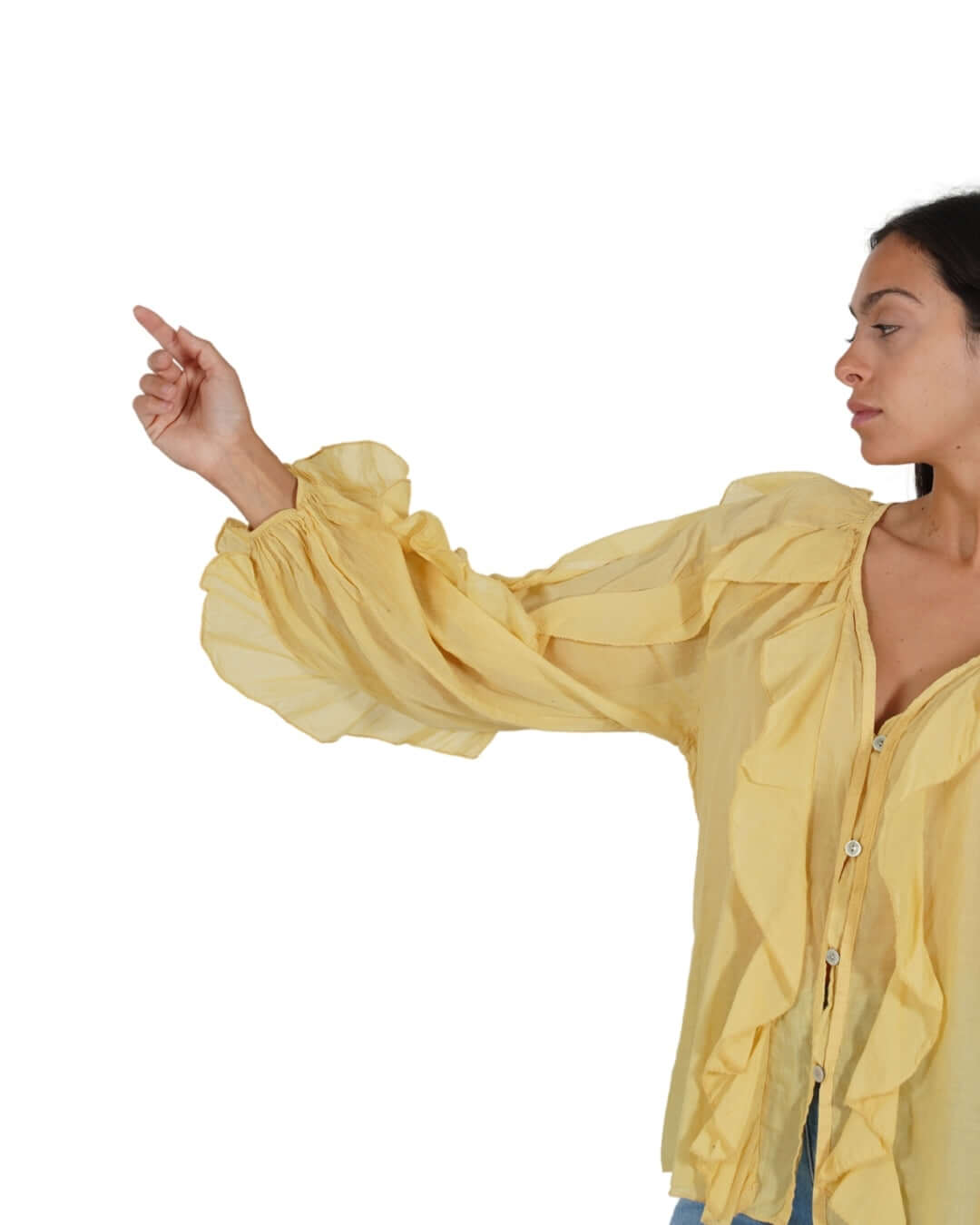 Camicia manica lunga con rouche - Maelle