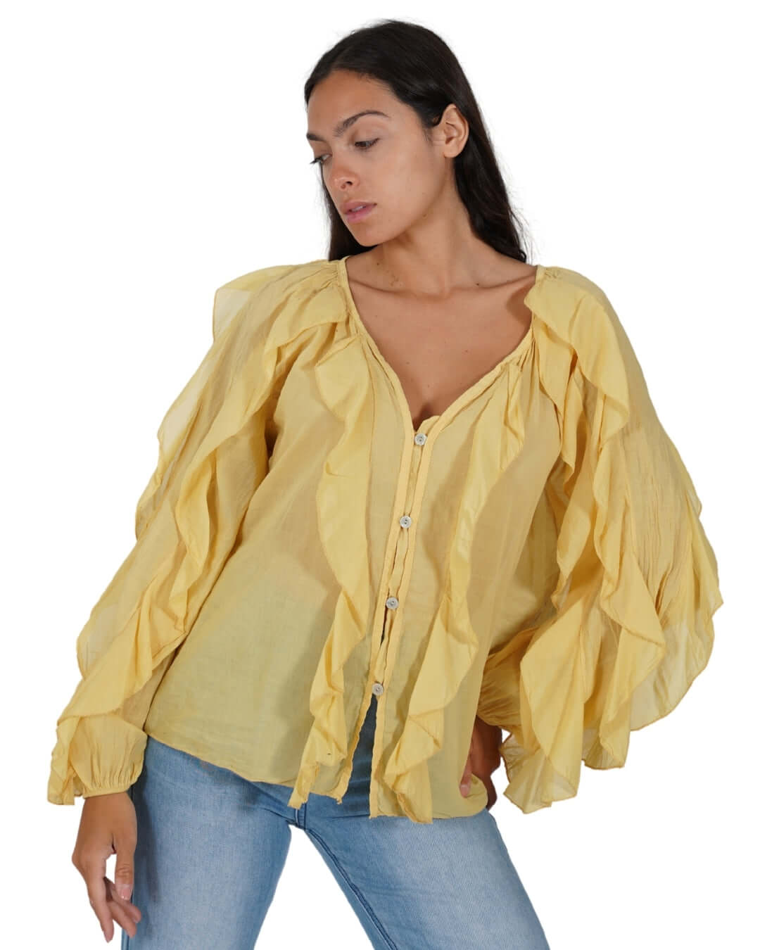 Camicia manica lunga con rouche - Maelle