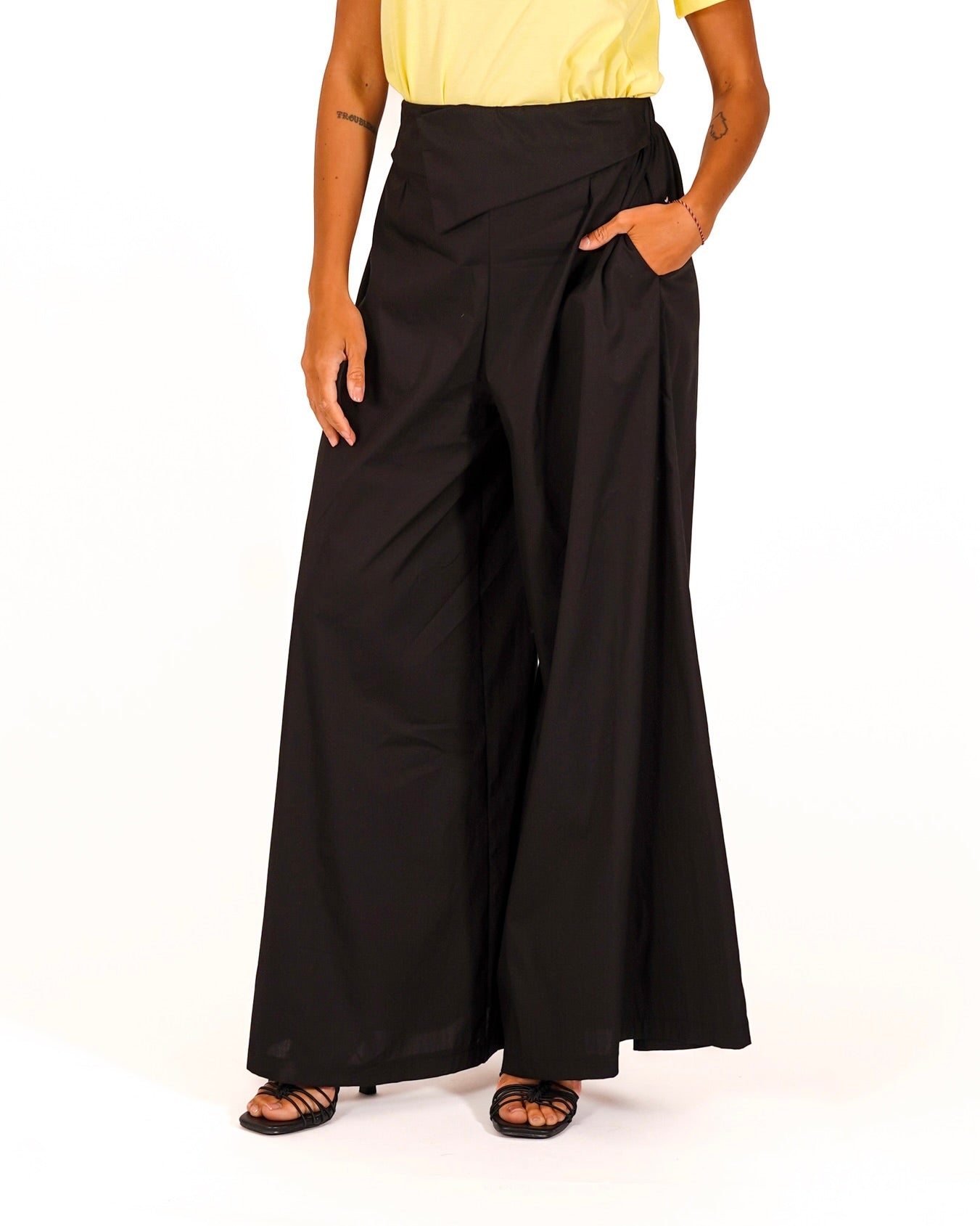 Pantaloni con baschina e tasche in cotone - Yvette