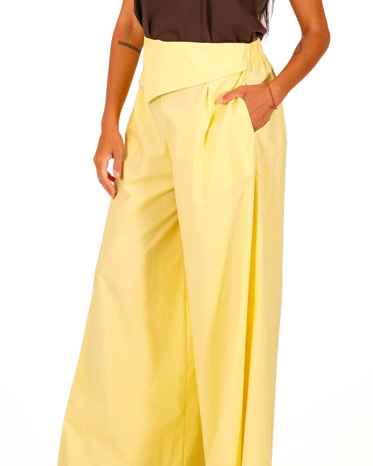 Pantaloni con baschina e tasche in cotone - Yvette