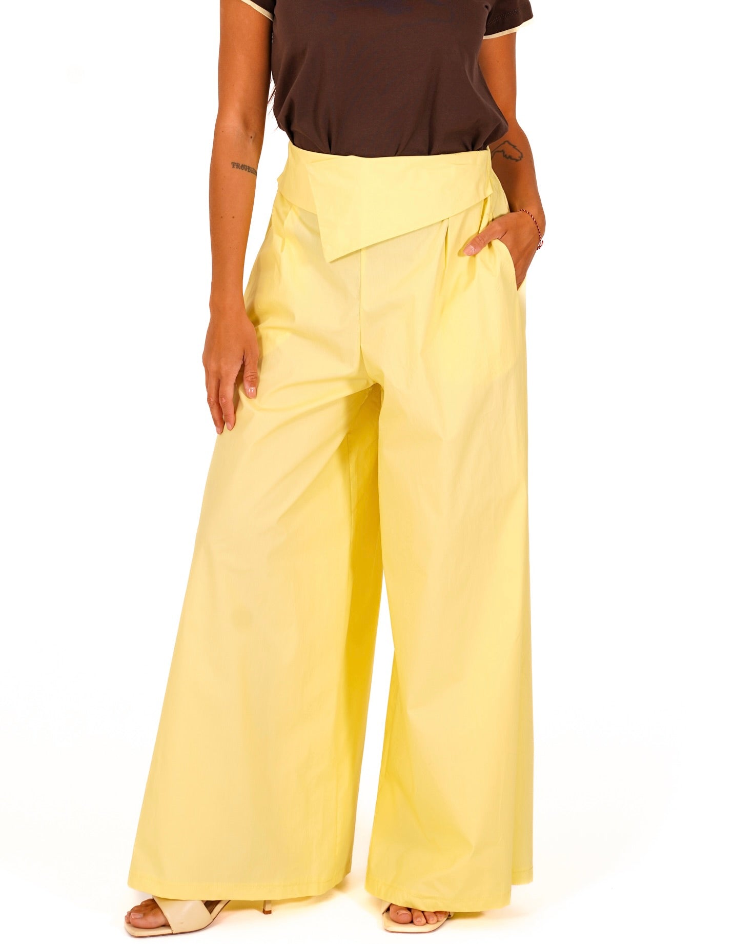 Pantaloni con baschina e tasche in cotone - Yvette