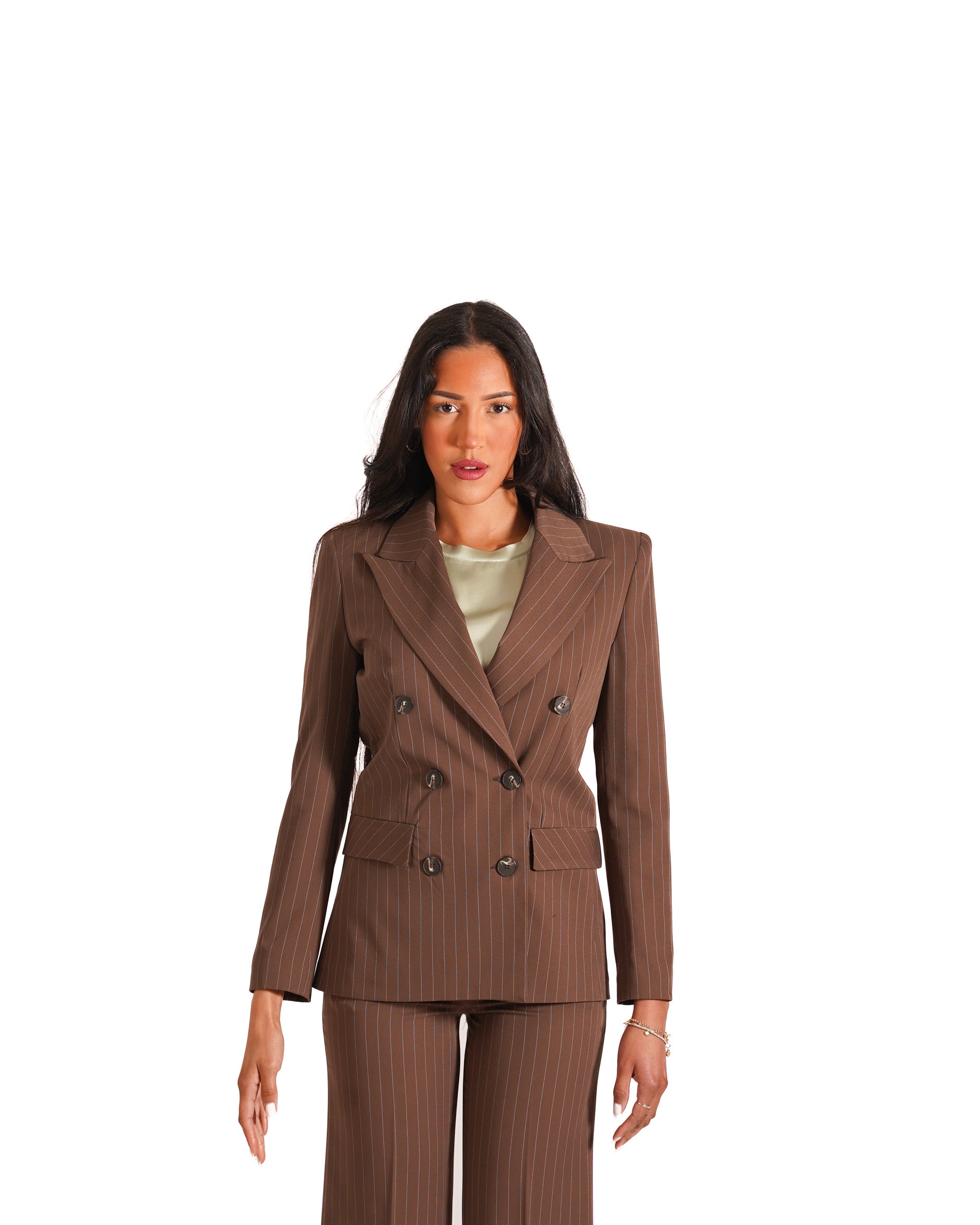 Giacca doppio petto gessata con tasche a pattina - Tiffany/R - Hope Fashion