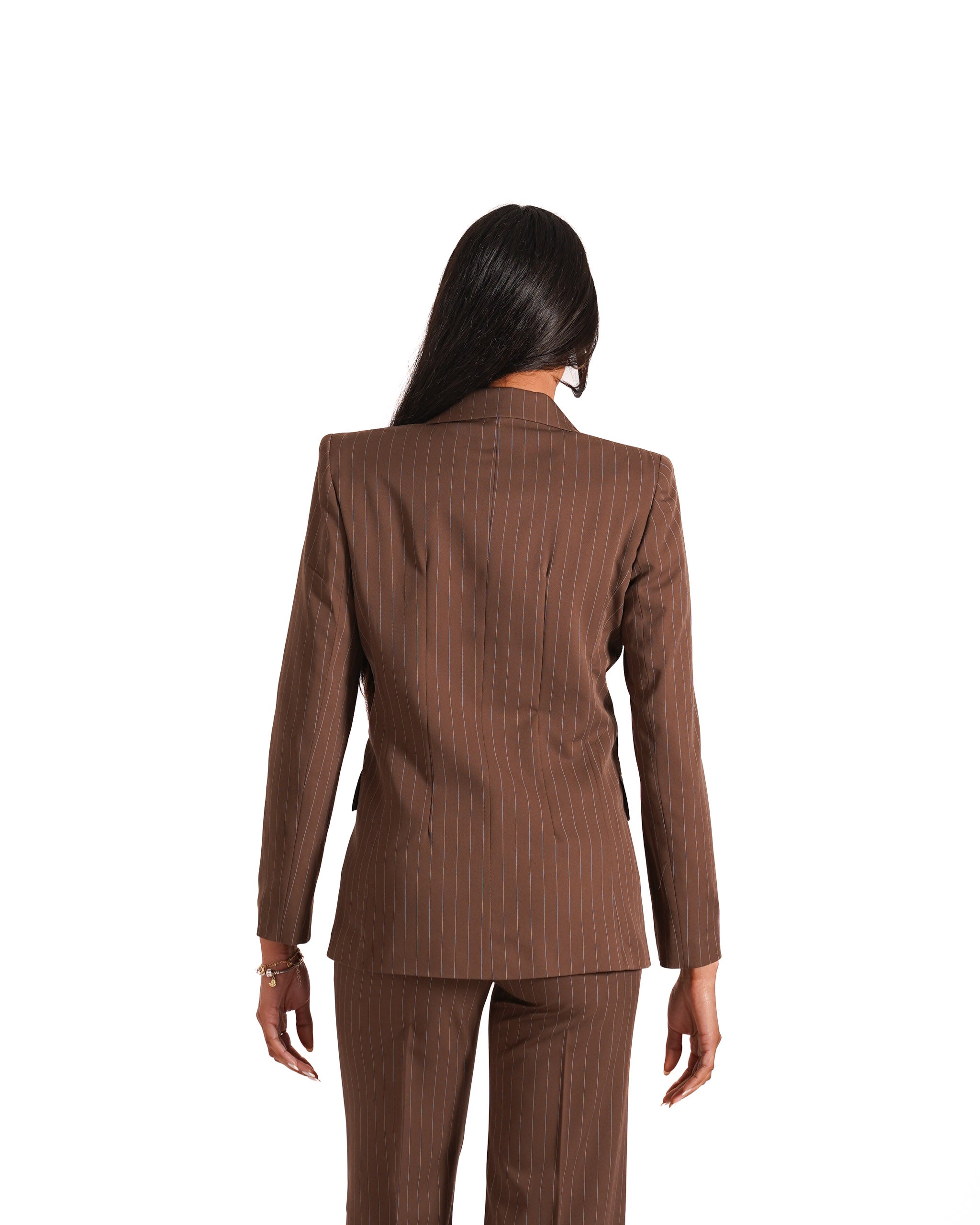 Giacca doppio petto gessata con tasche a pattina - Tiffany/R - Hope Fashion