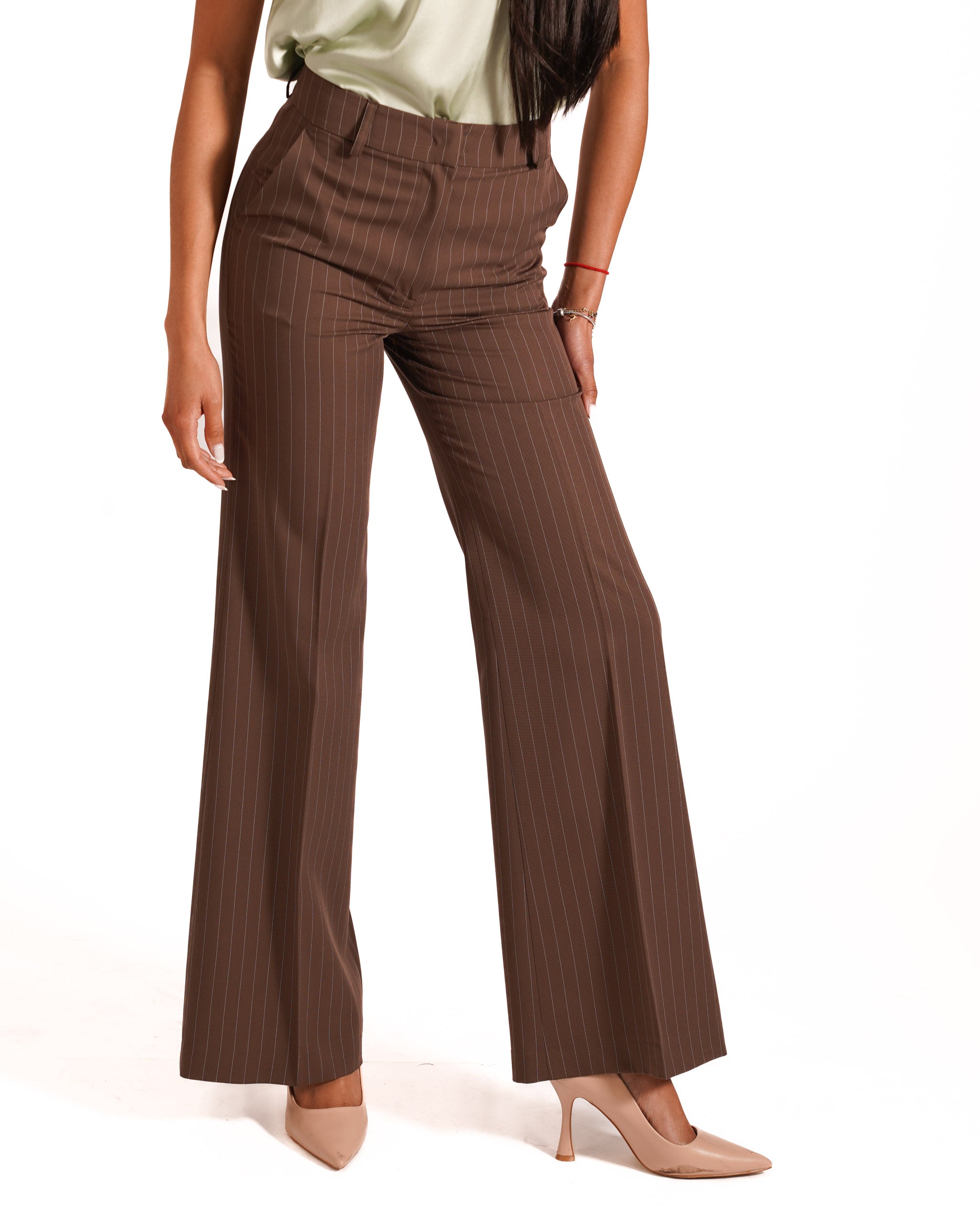 Pantaloni palazzo gessati a vita alta - Roberts