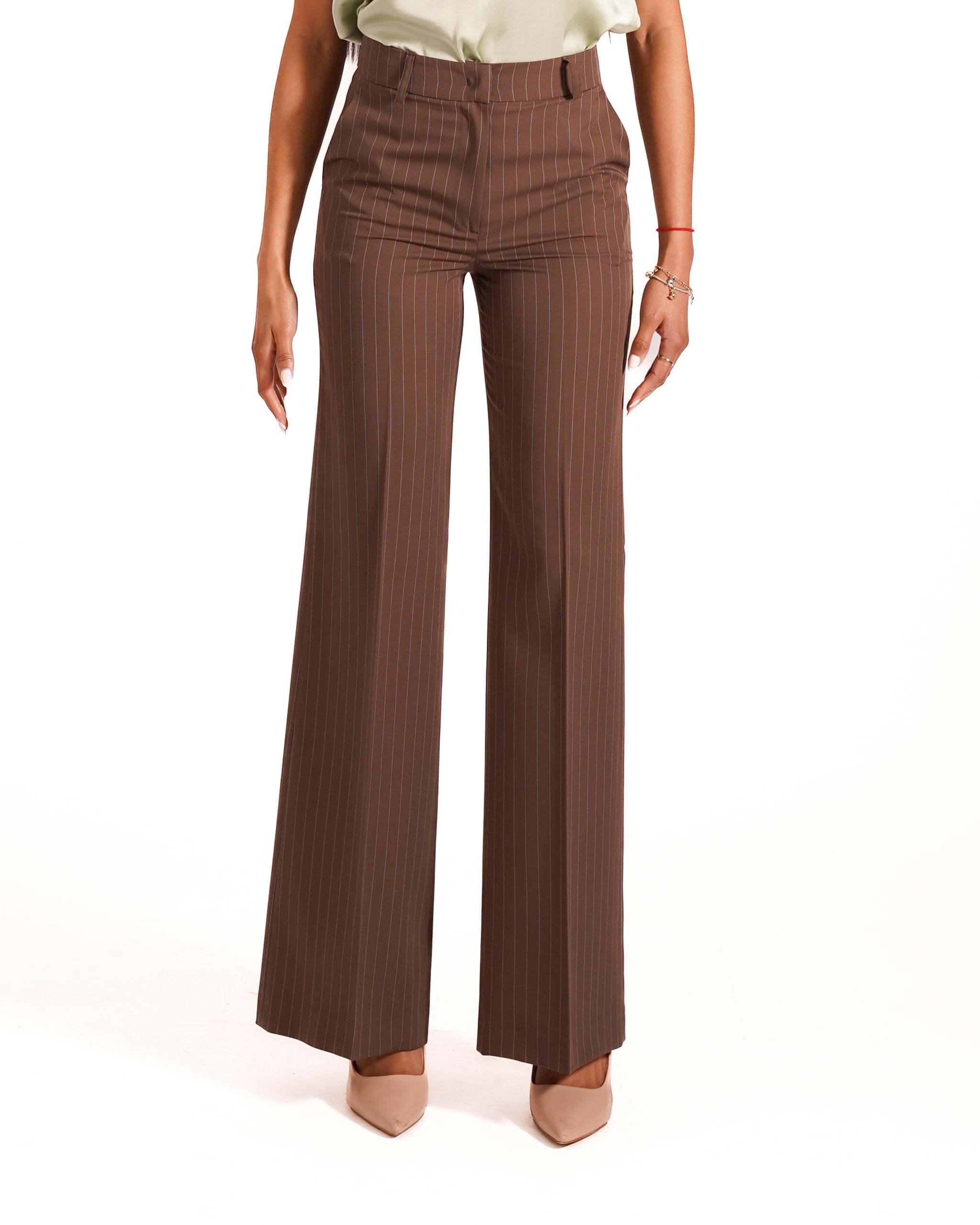 Pantaloni palazzo gessati a vita alta - Roberts