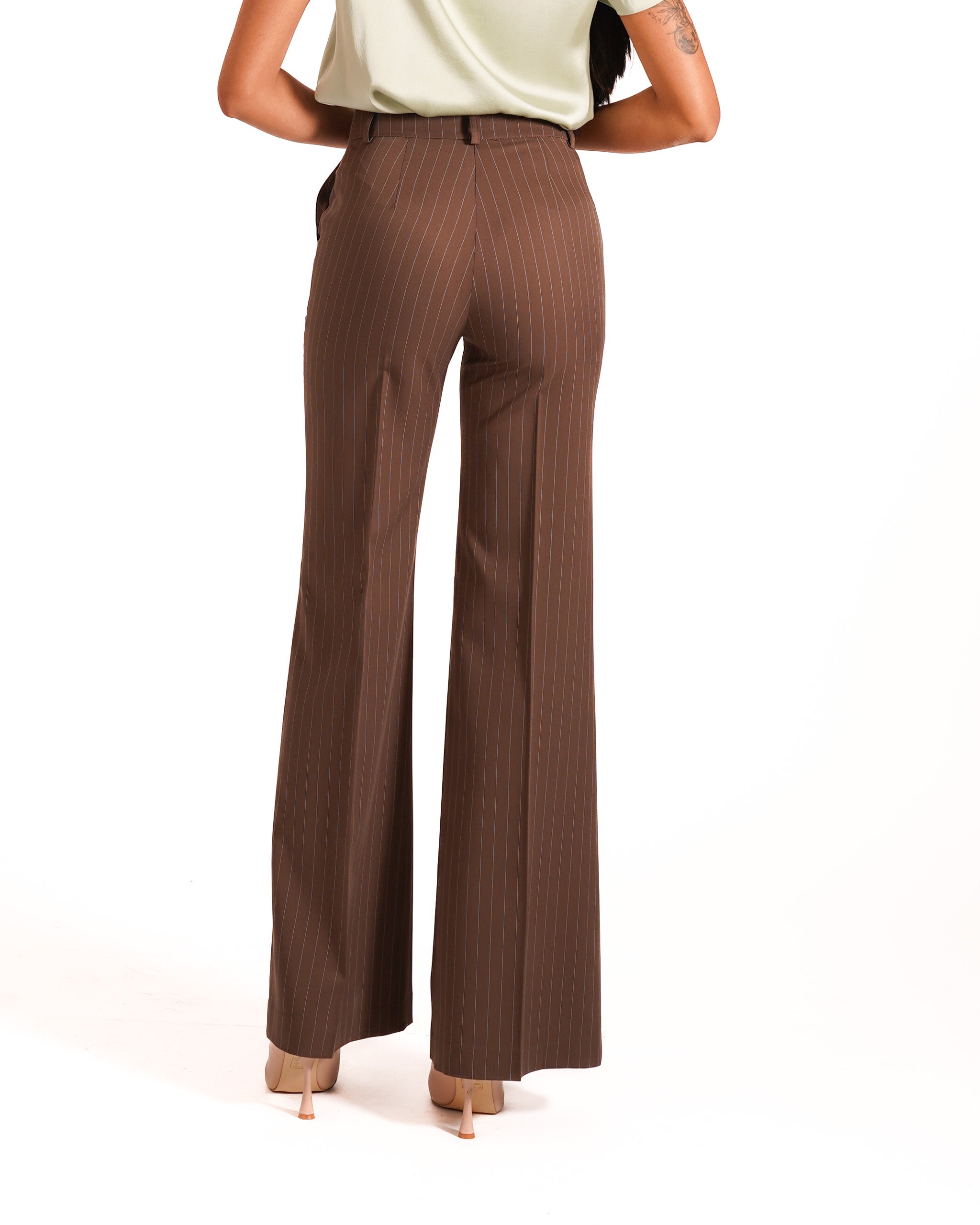 Pantaloni palazzo gessati a vita alta - Roberts