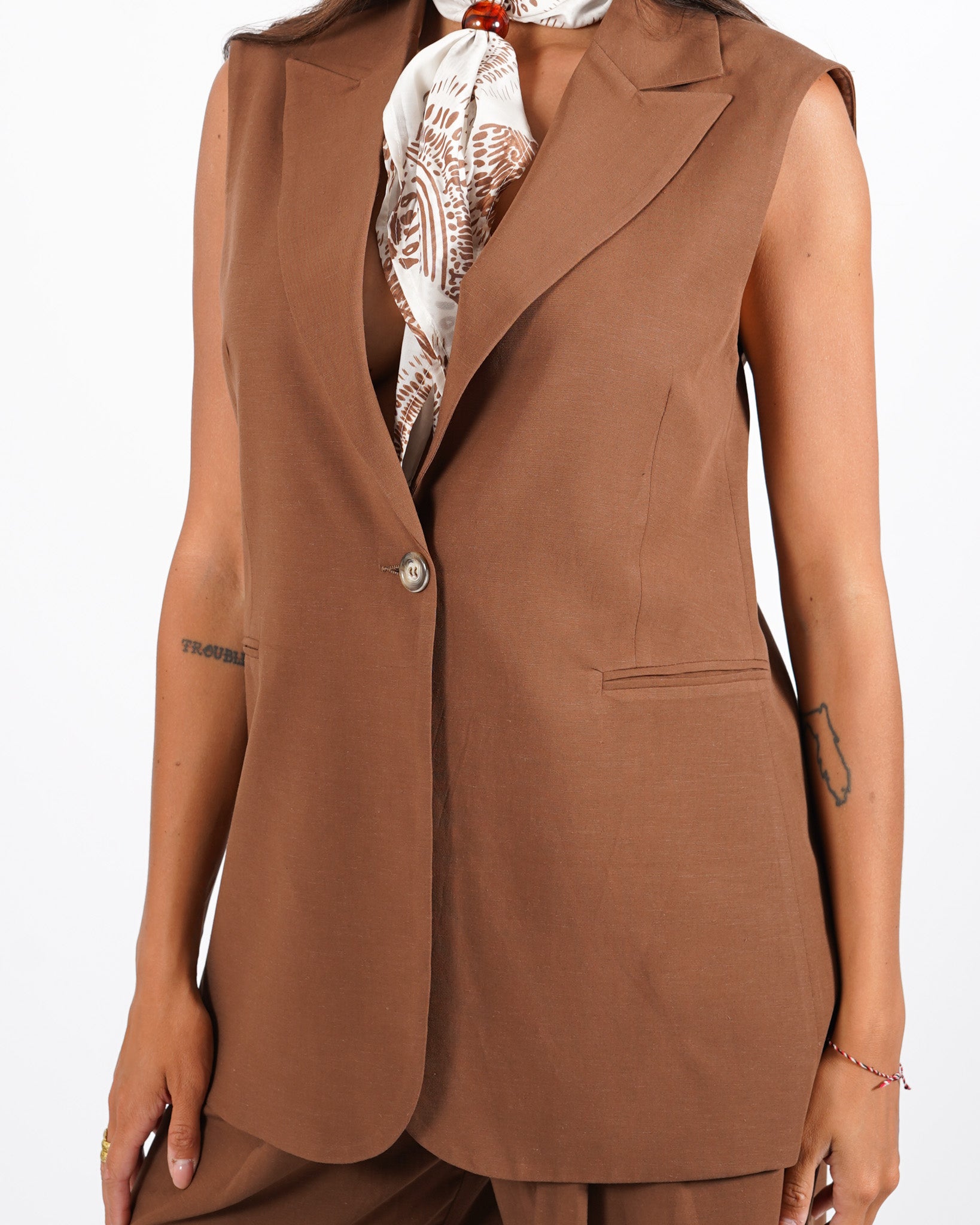 Coordinato misto lino gilet e pantaloni - Danila