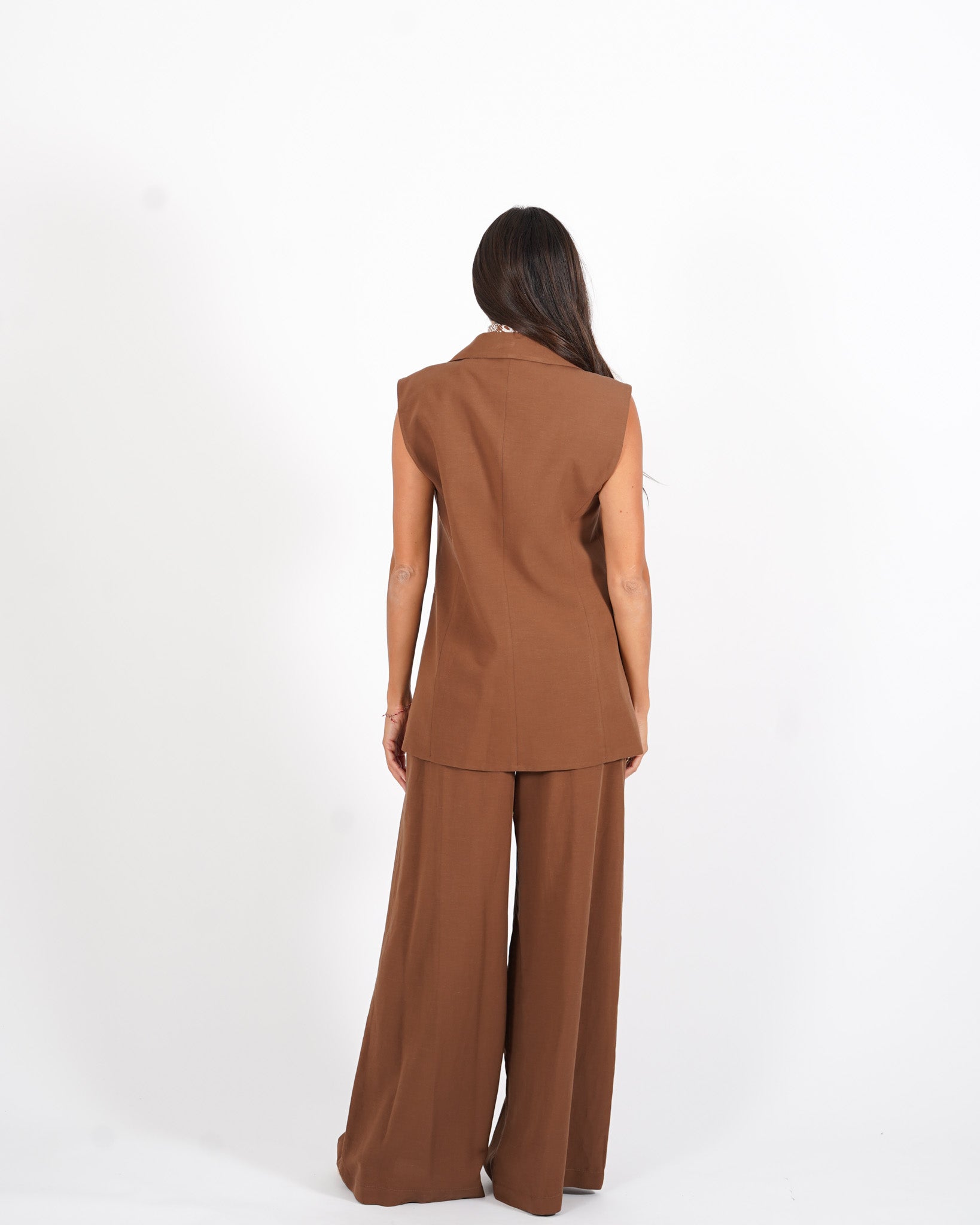Coordinato misto lino gilet e pantaloni - Danila