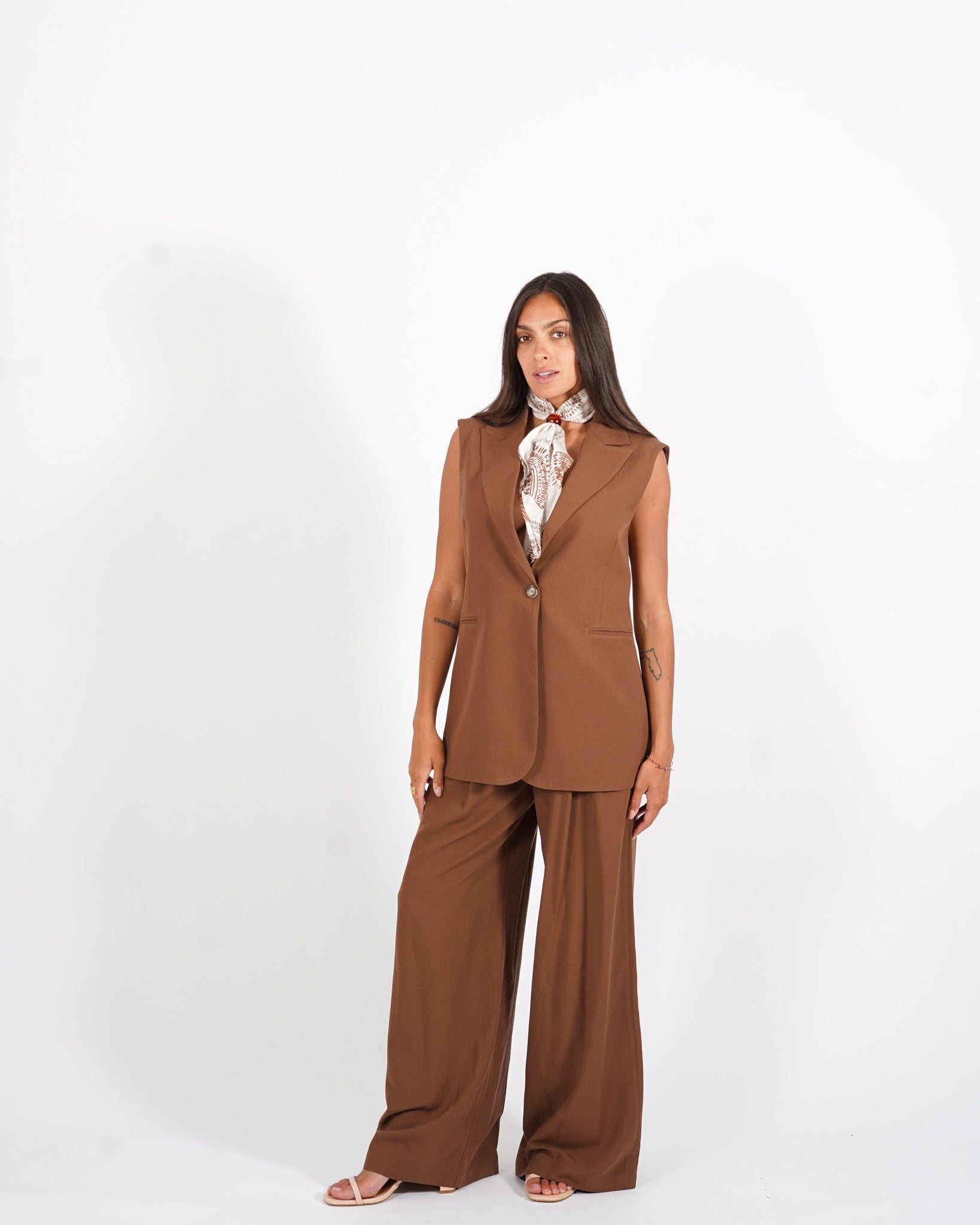Coordinato misto lino gilet e pantaloni - Danila