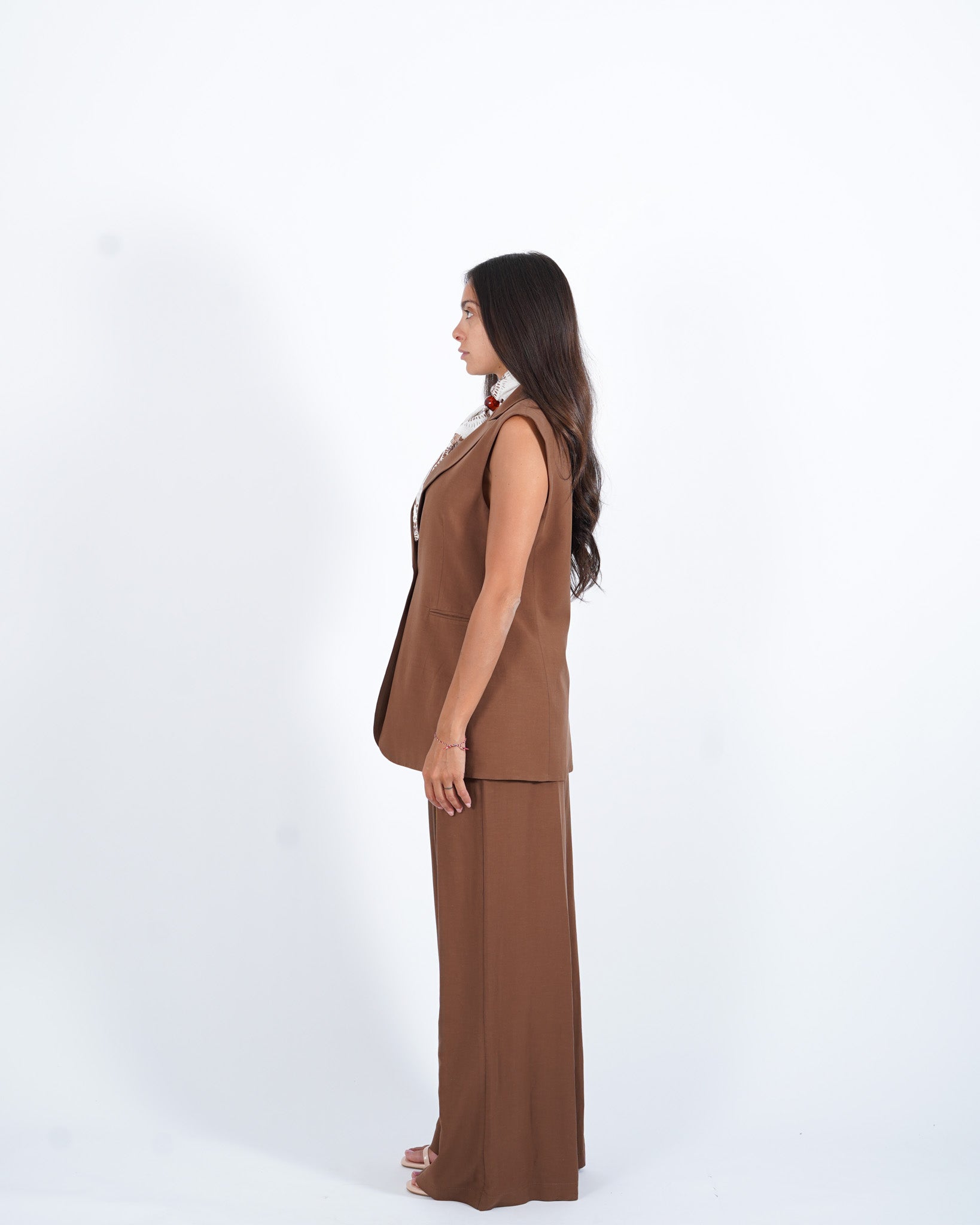 Coordinato misto lino gilet e pantaloni - Danila