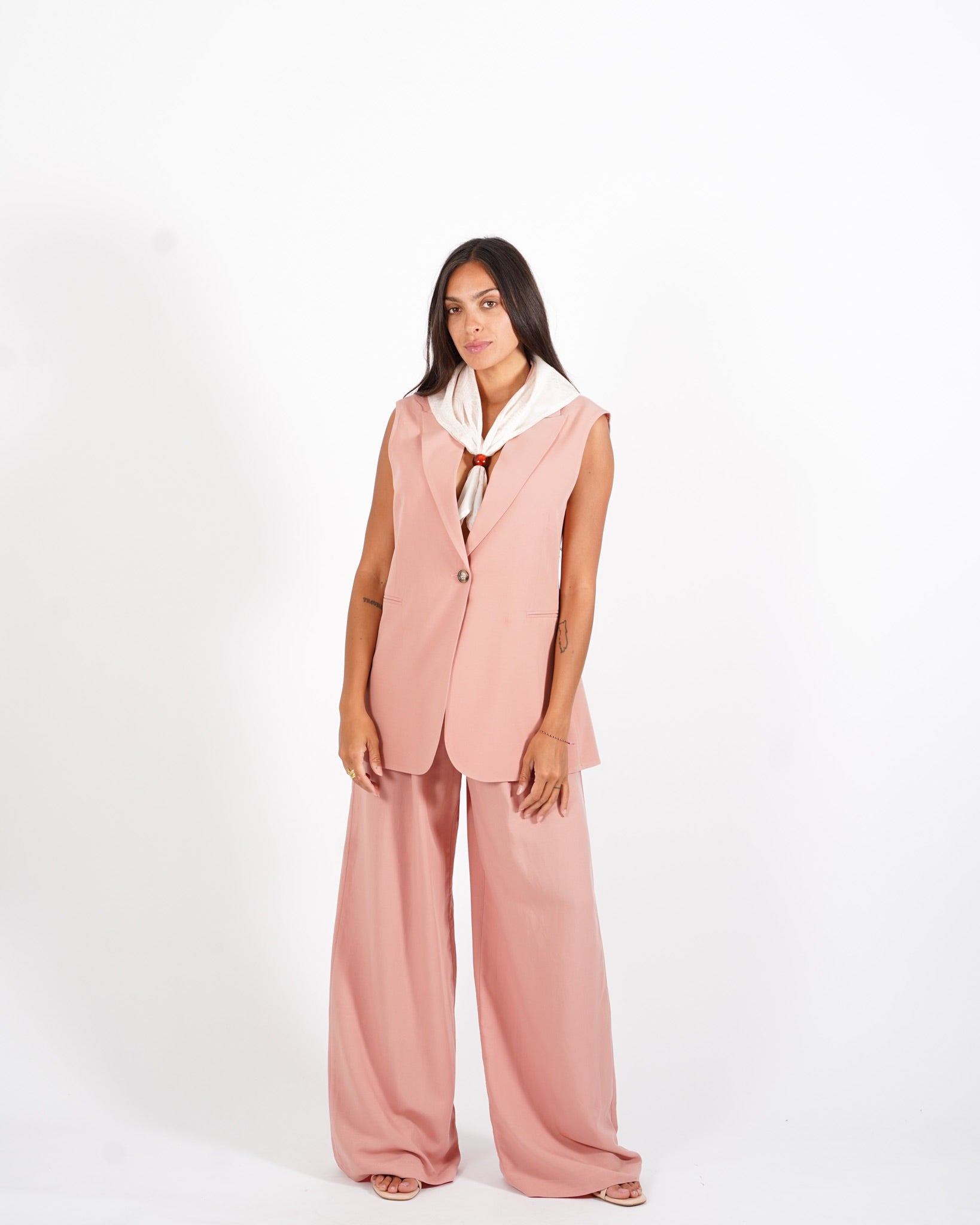Coordinato misto lino gilet e pantaloni - Danila