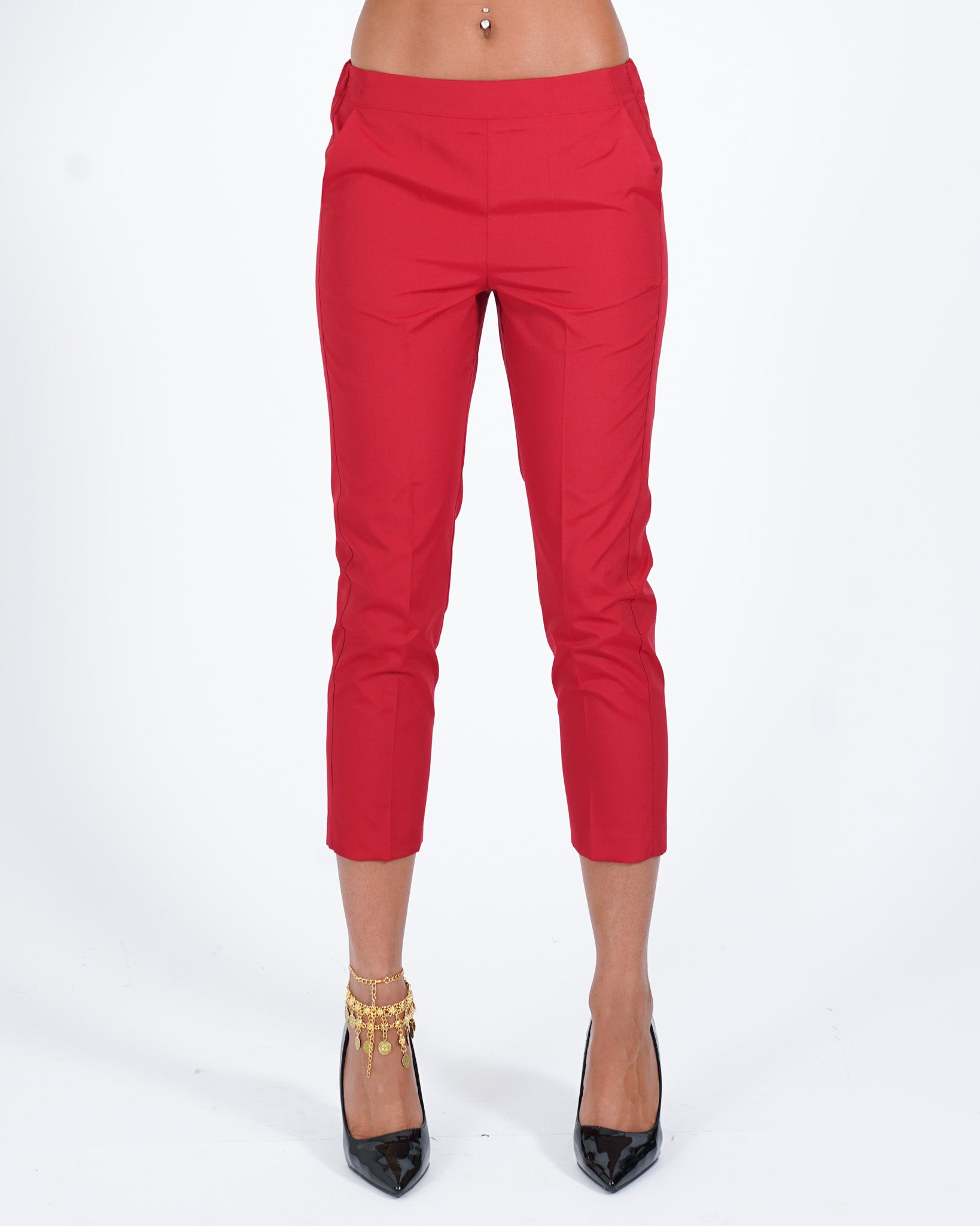 Pantaloni slim fit in tessuto di cotone con tasche ed elastico sul retro - Judas