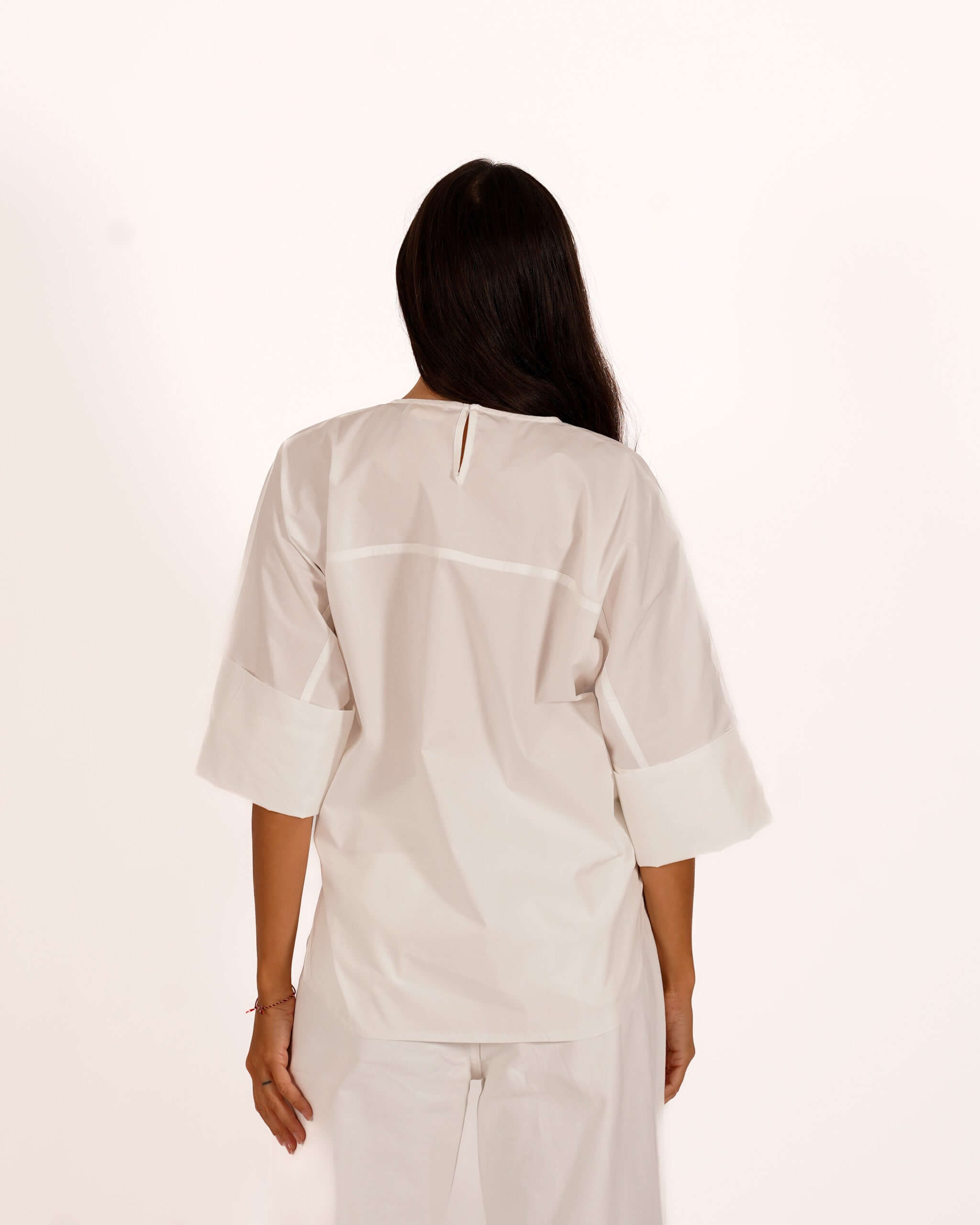 Blusa girocollo manica 3/4 con risvolto - Chanel
