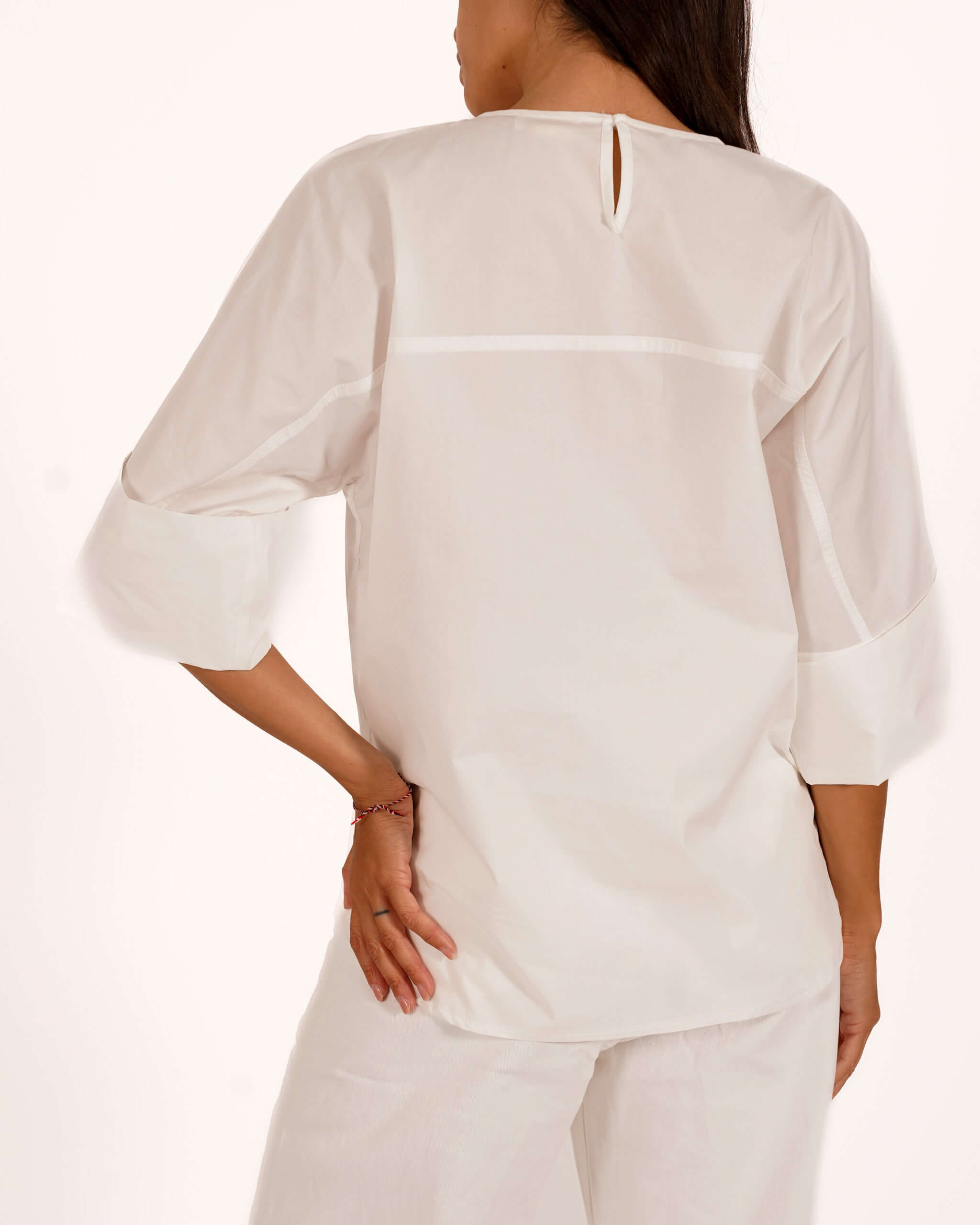 Blusa girocollo manica 3/4 con risvolto - Chanel