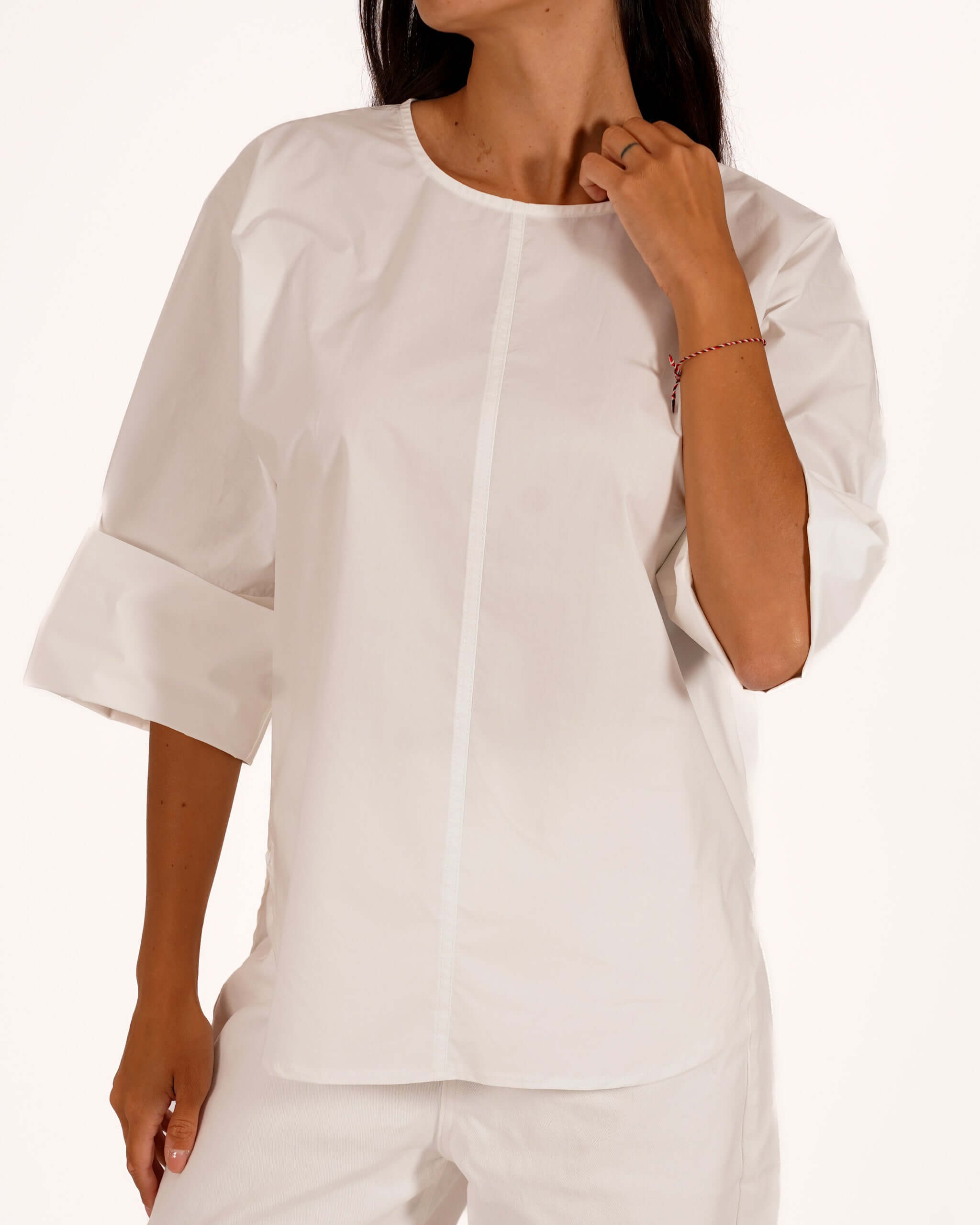 Blusa girocollo manica 3/4 con risvolto - Chanel