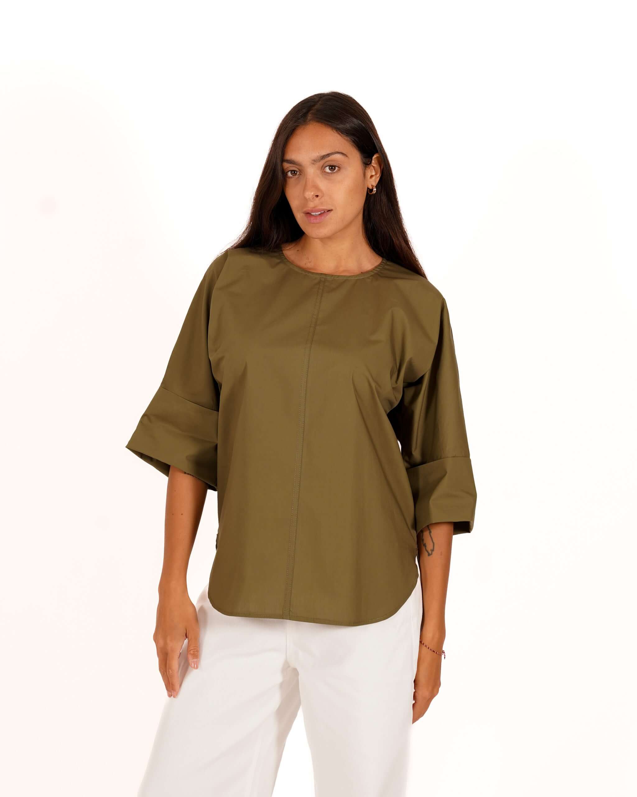 Blusa girocollo manica 3/4 con risvolto - Chanel
