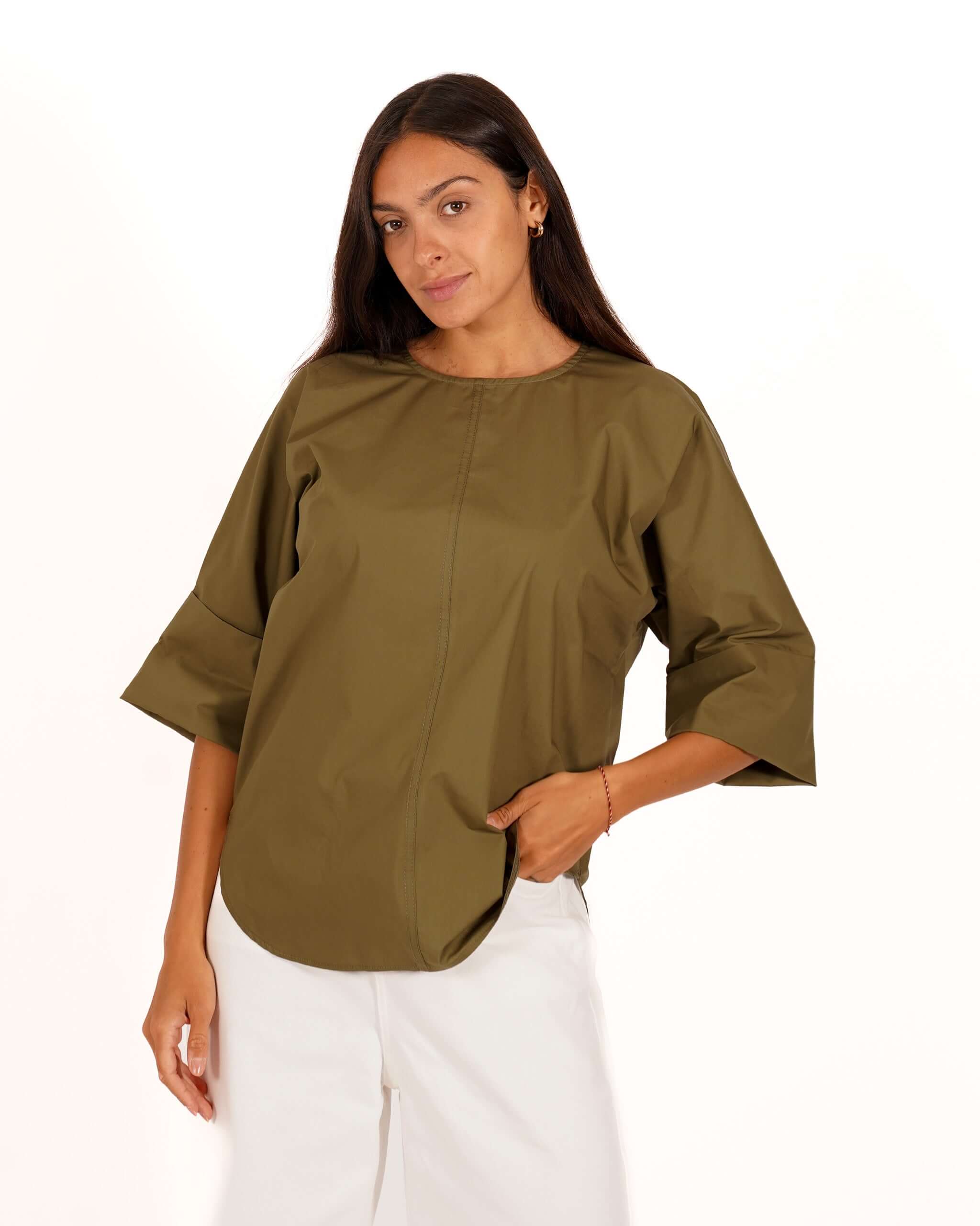 Blusa girocollo manica 3/4 con risvolto - Chanel