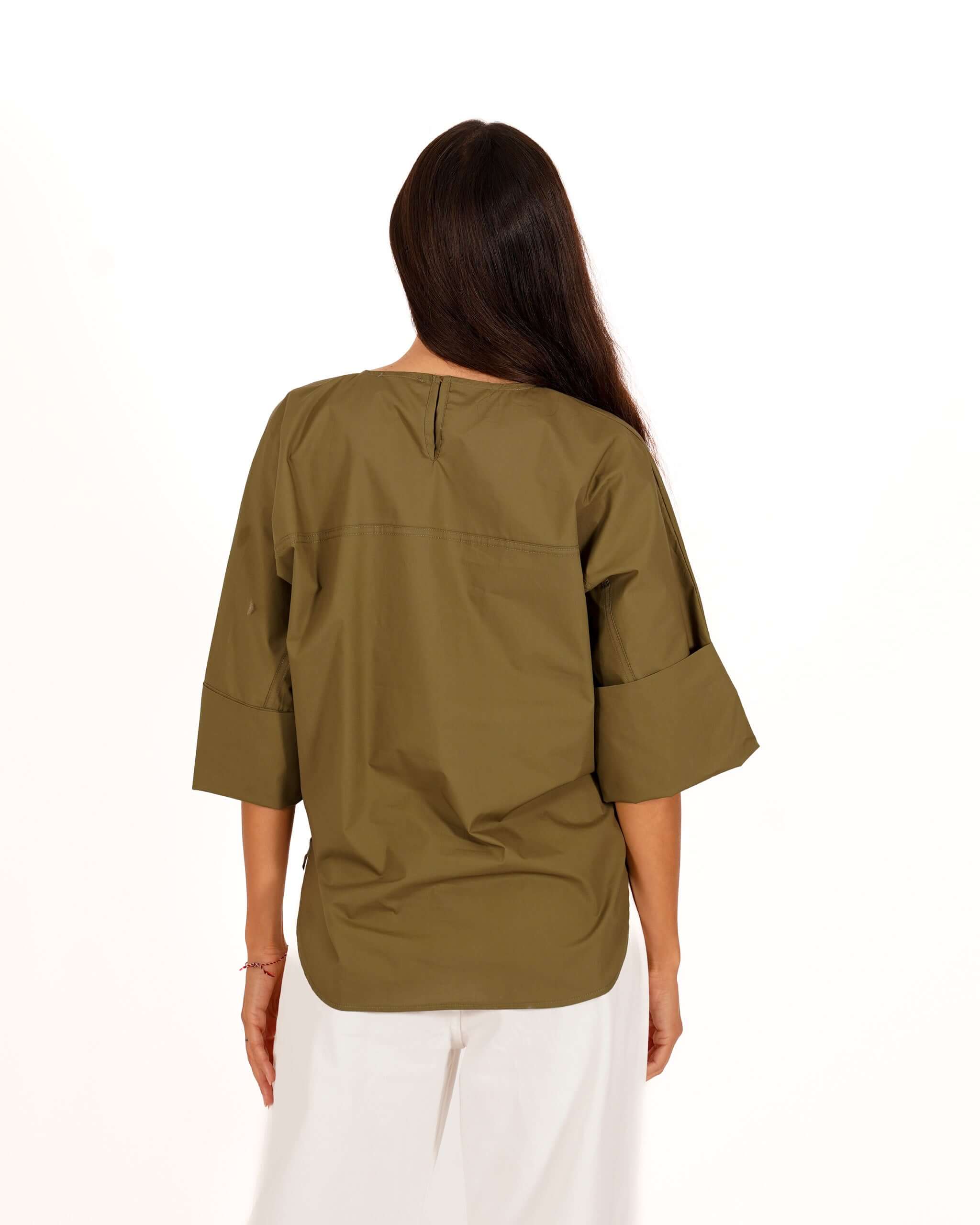 Blusa girocollo manica 3/4 con risvolto - Chanel