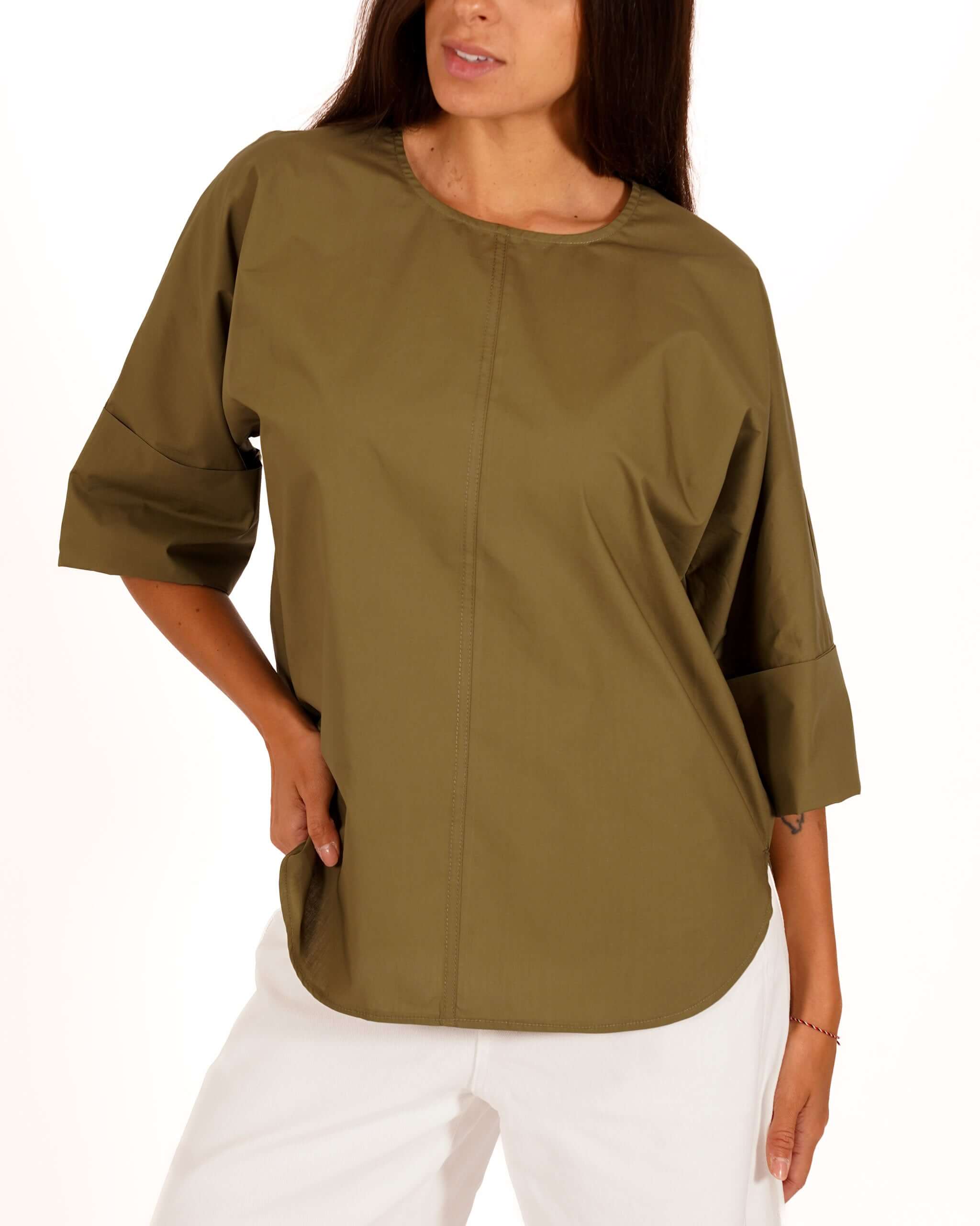 Blusa girocollo manica 3/4 con risvolto - Chanel