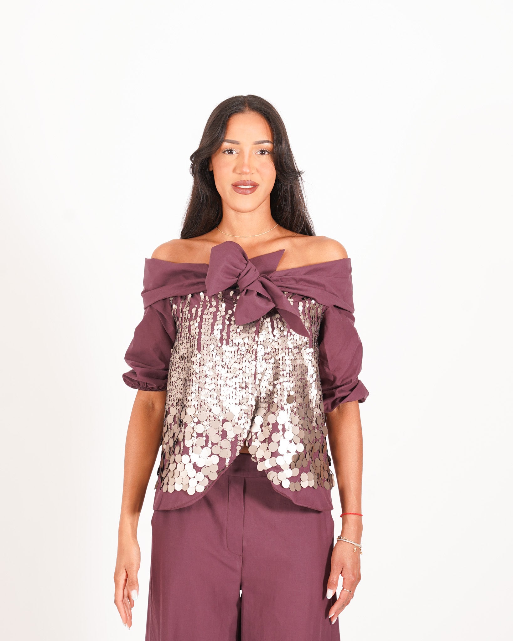 Blusa con paillettes micro e macro - Nancy