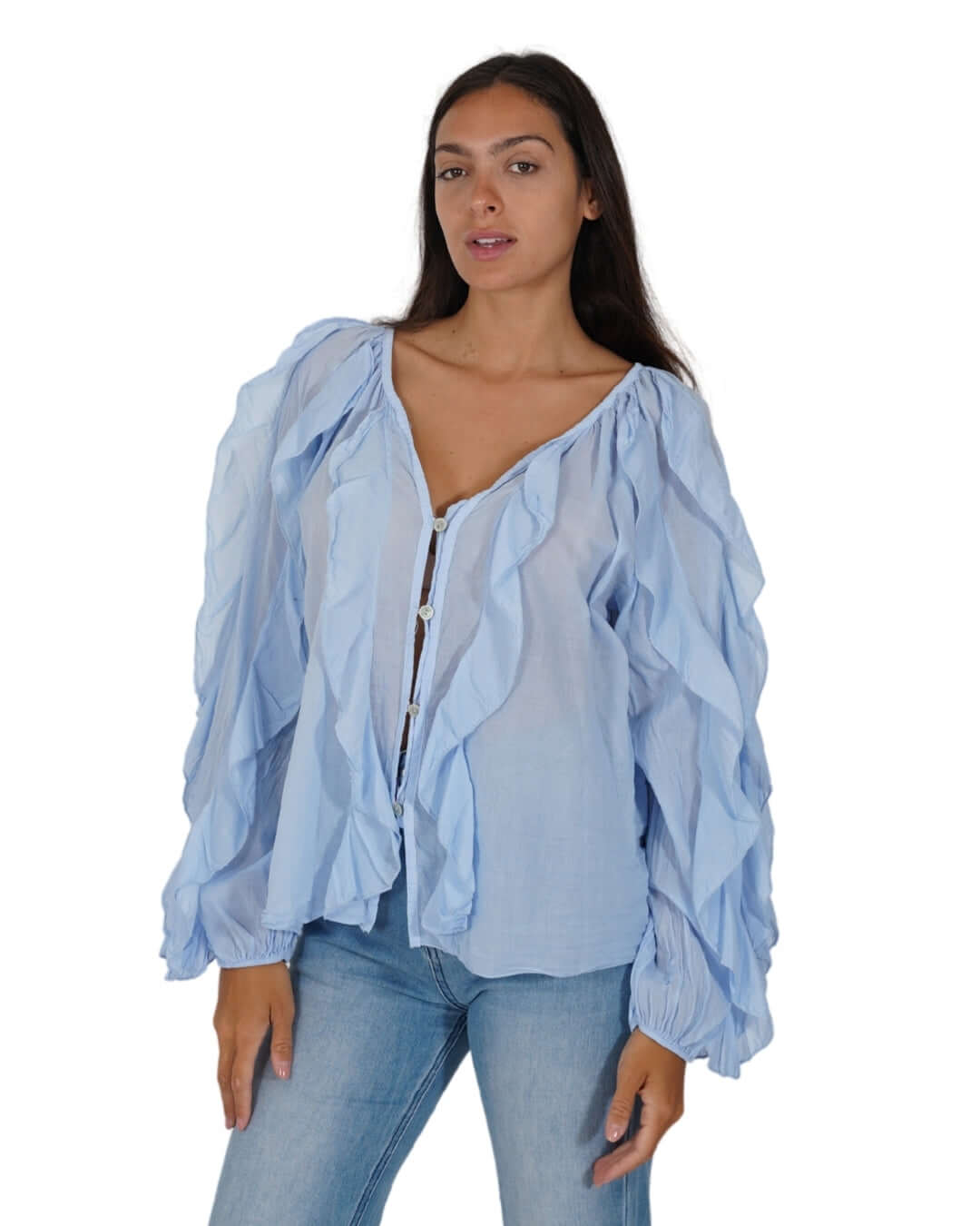 Camicia manica lunga con rouche - Maelle