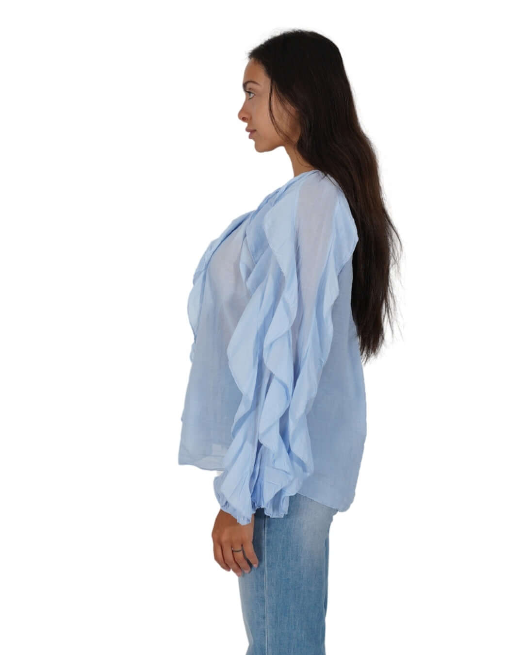 Camicia manica lunga con rouche - Maelle