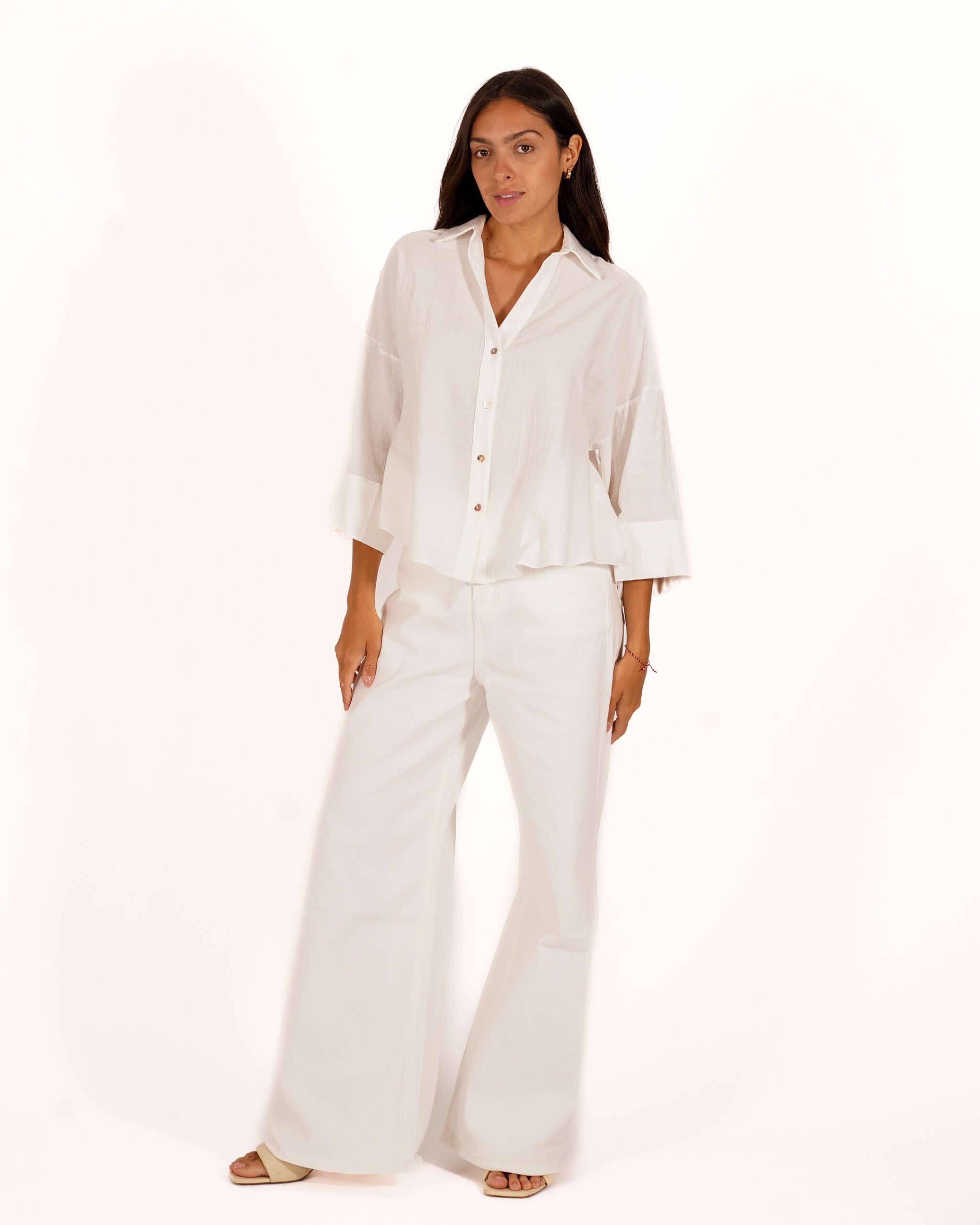 Jeans stretch gamba larga con vita regolare - Antonia