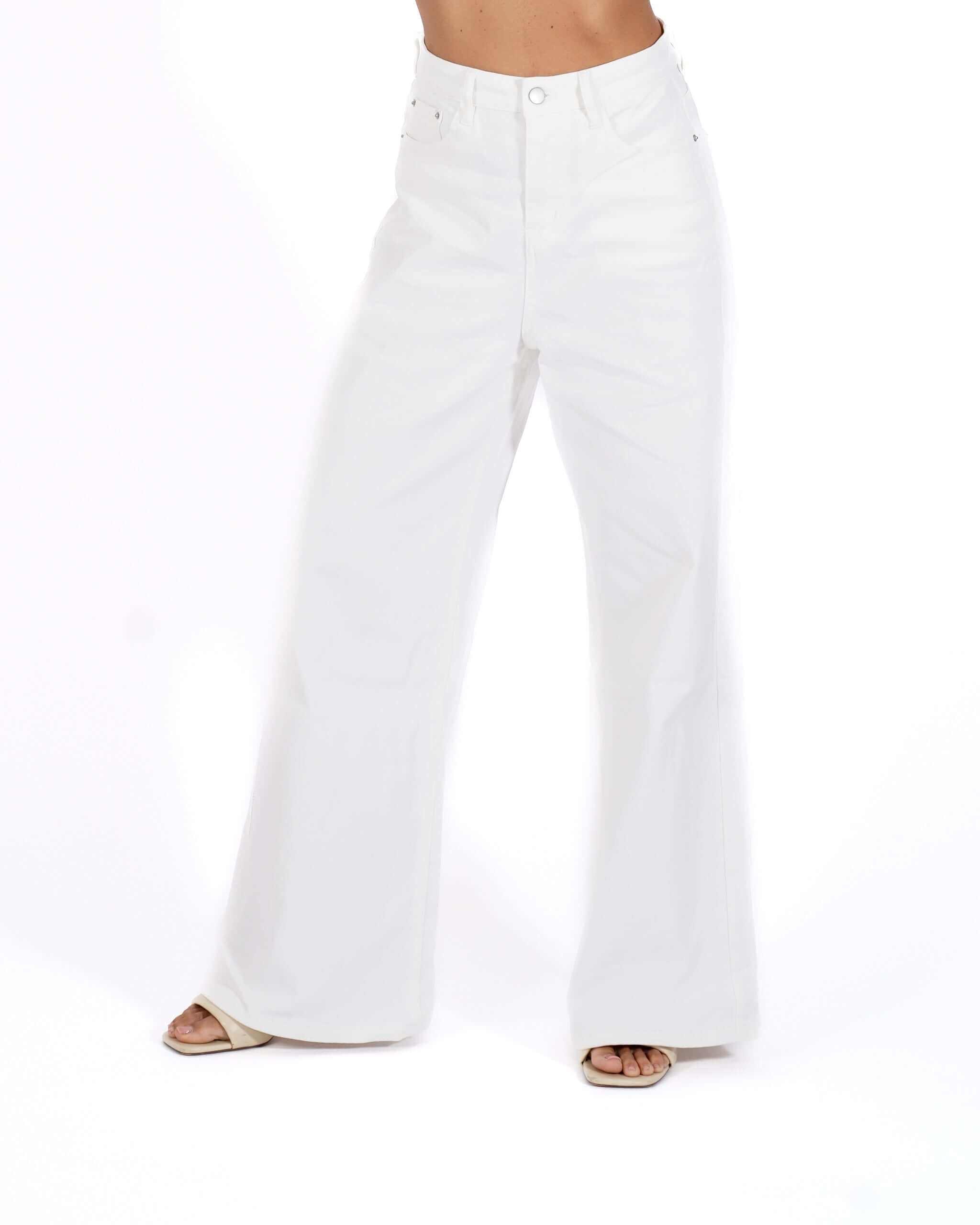 Jeans stretch gamba larga con vita regolare - Antonia