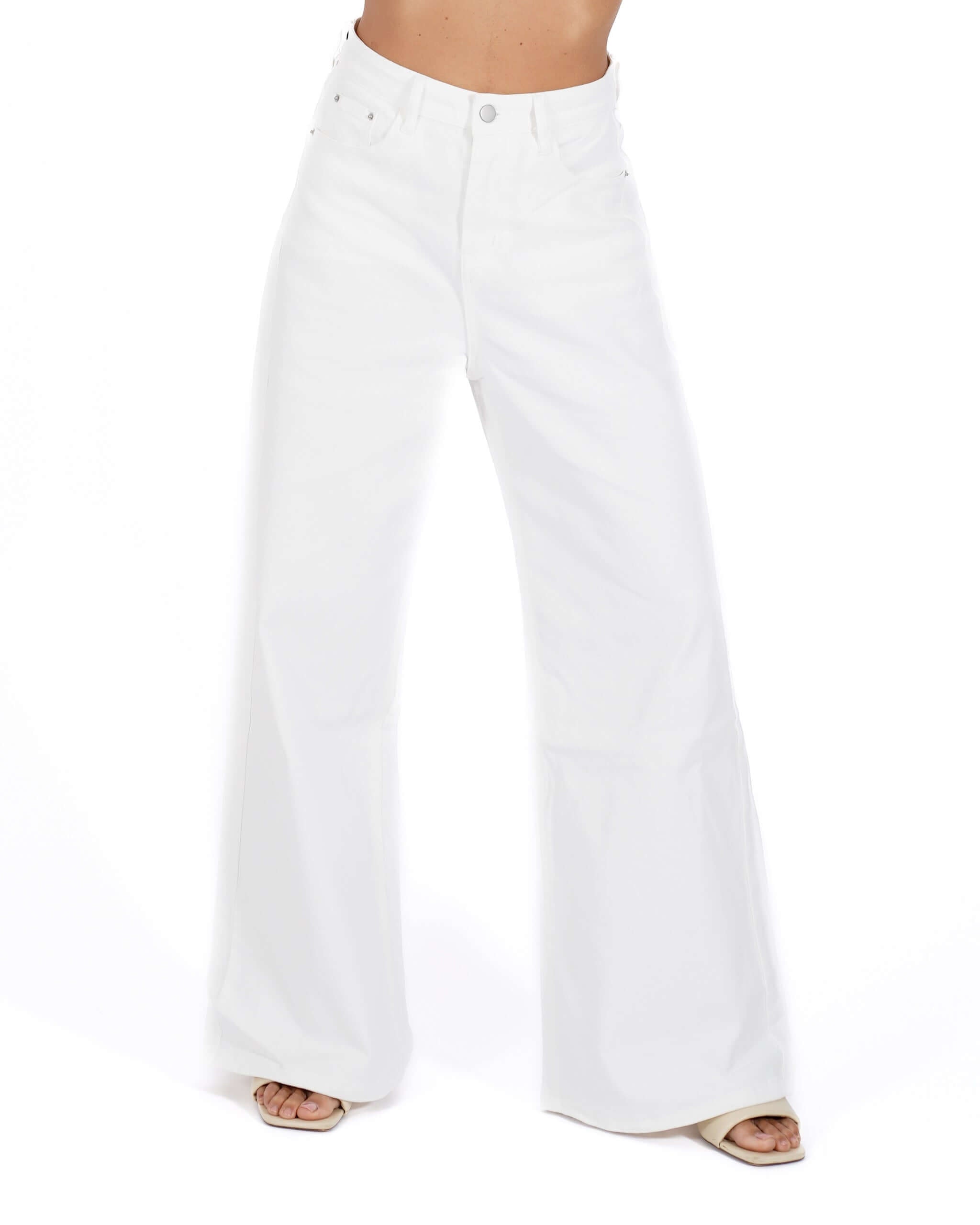 Jeans stretch gamba larga con vita regolare - Antonia