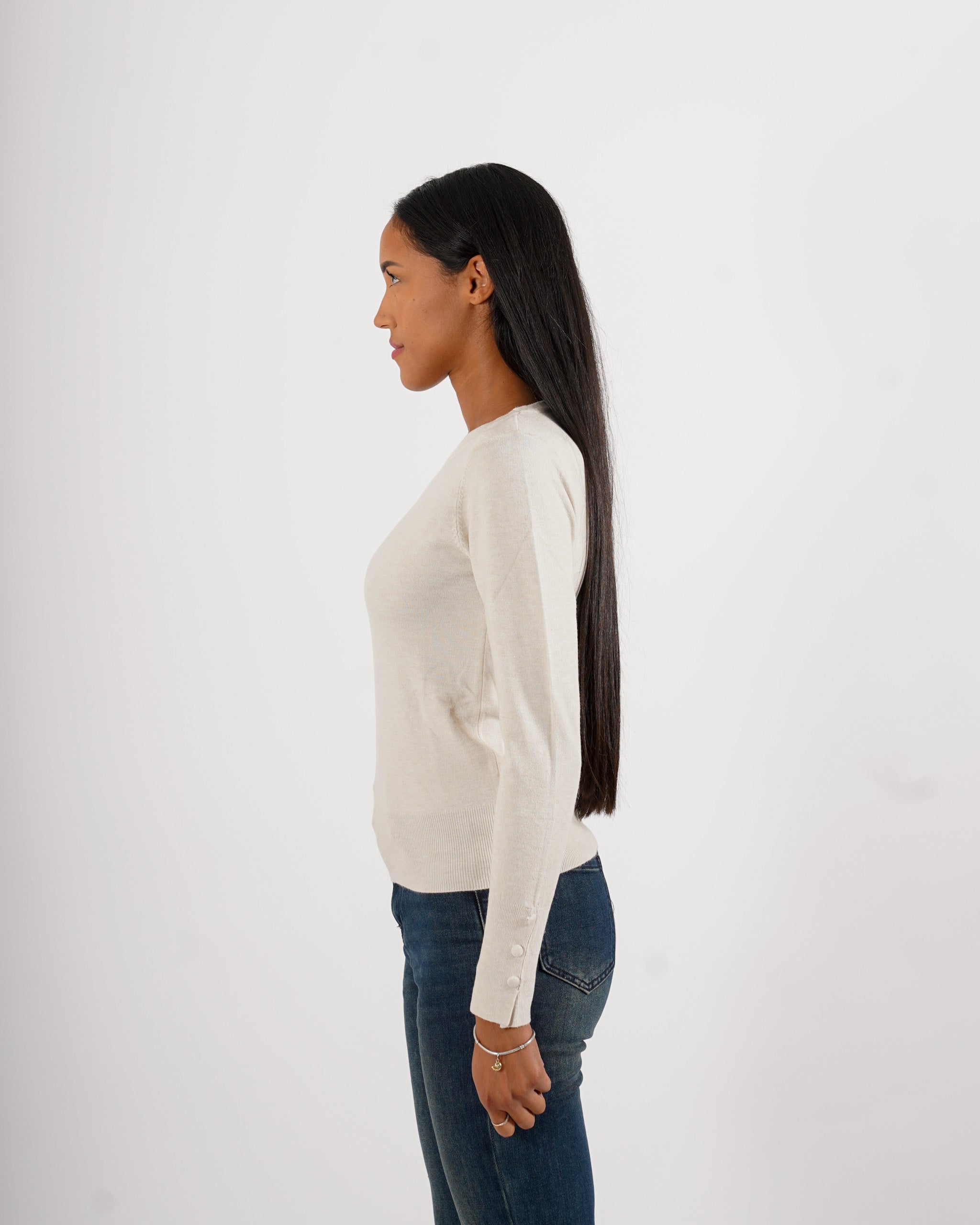 Maglia girocollo slim fit in mano viscosa - Canapa