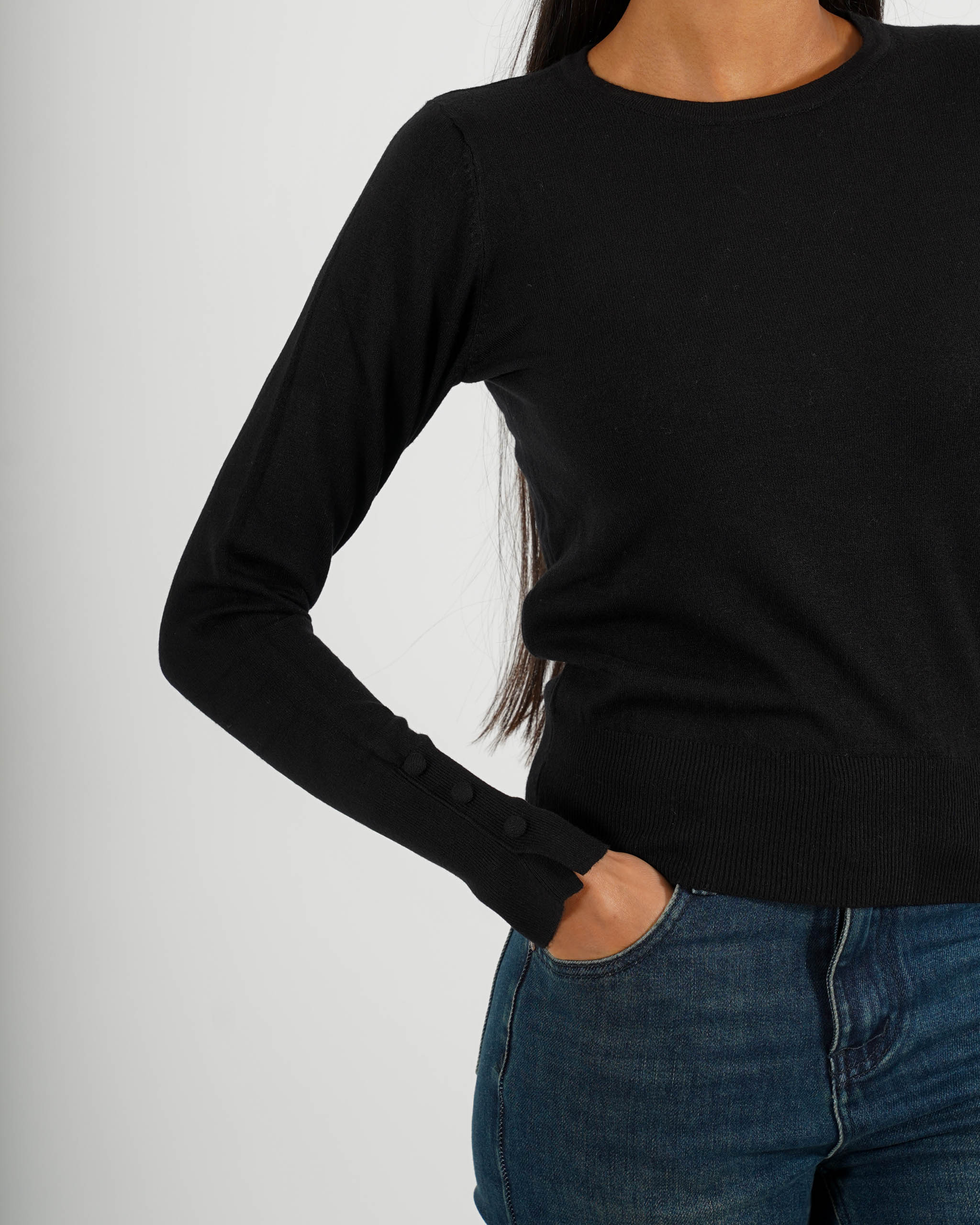 Maglia girocollo slim fit in mano viscosa - Canapa
