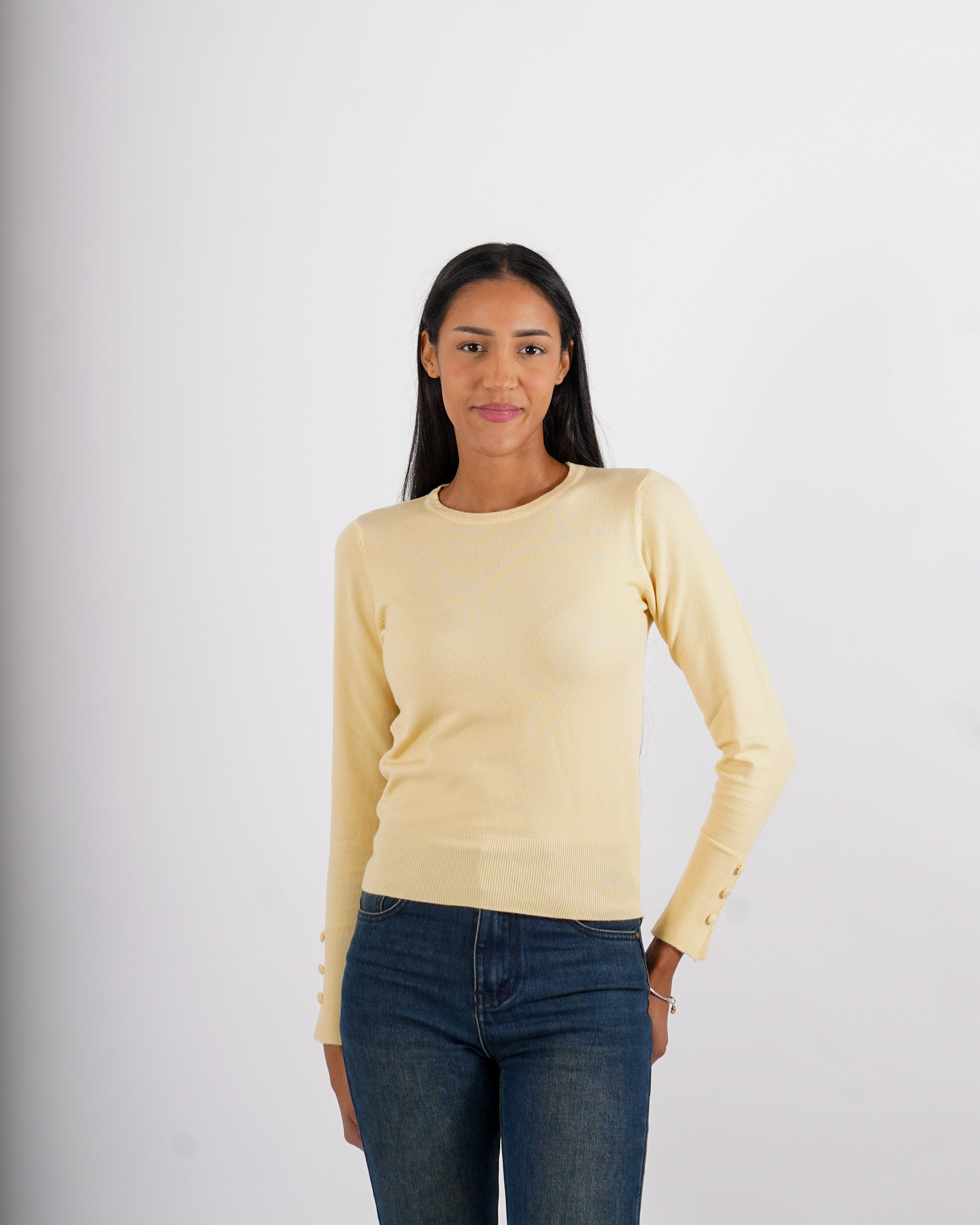Maglia girocollo slim fit in mano viscosa - Canapa