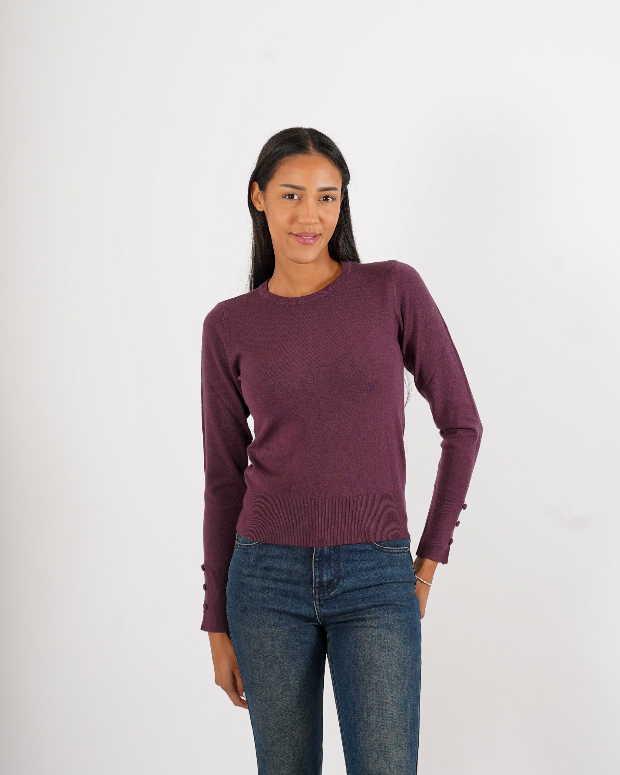 Maglia girocollo slim fit in mano viscosa - Canapa