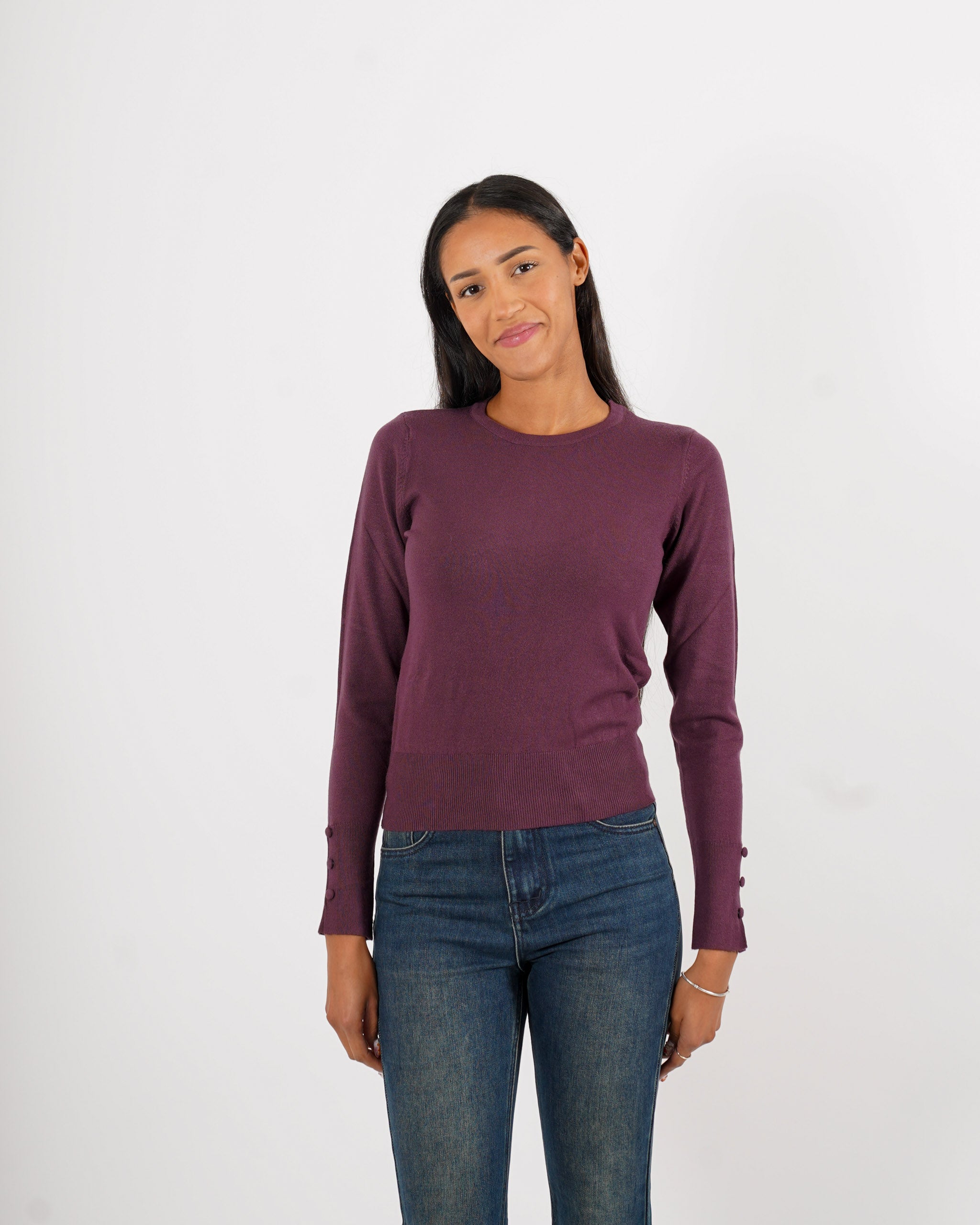 Maglia girocollo slim fit in mano viscosa - Canapa